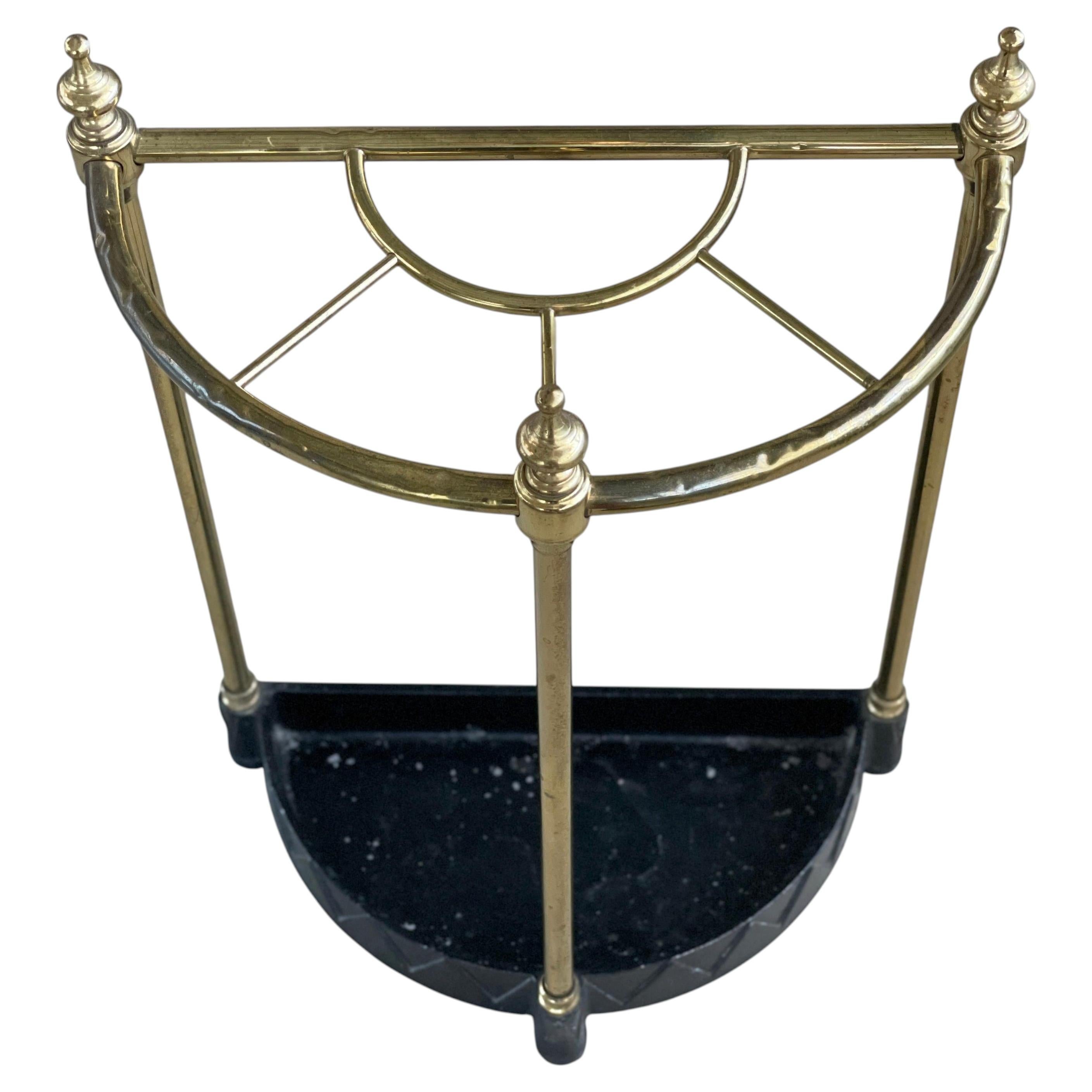 Elegant Victorian half moon Brass Umbrella / Cane Stand, 1880 - 1900 For Sale