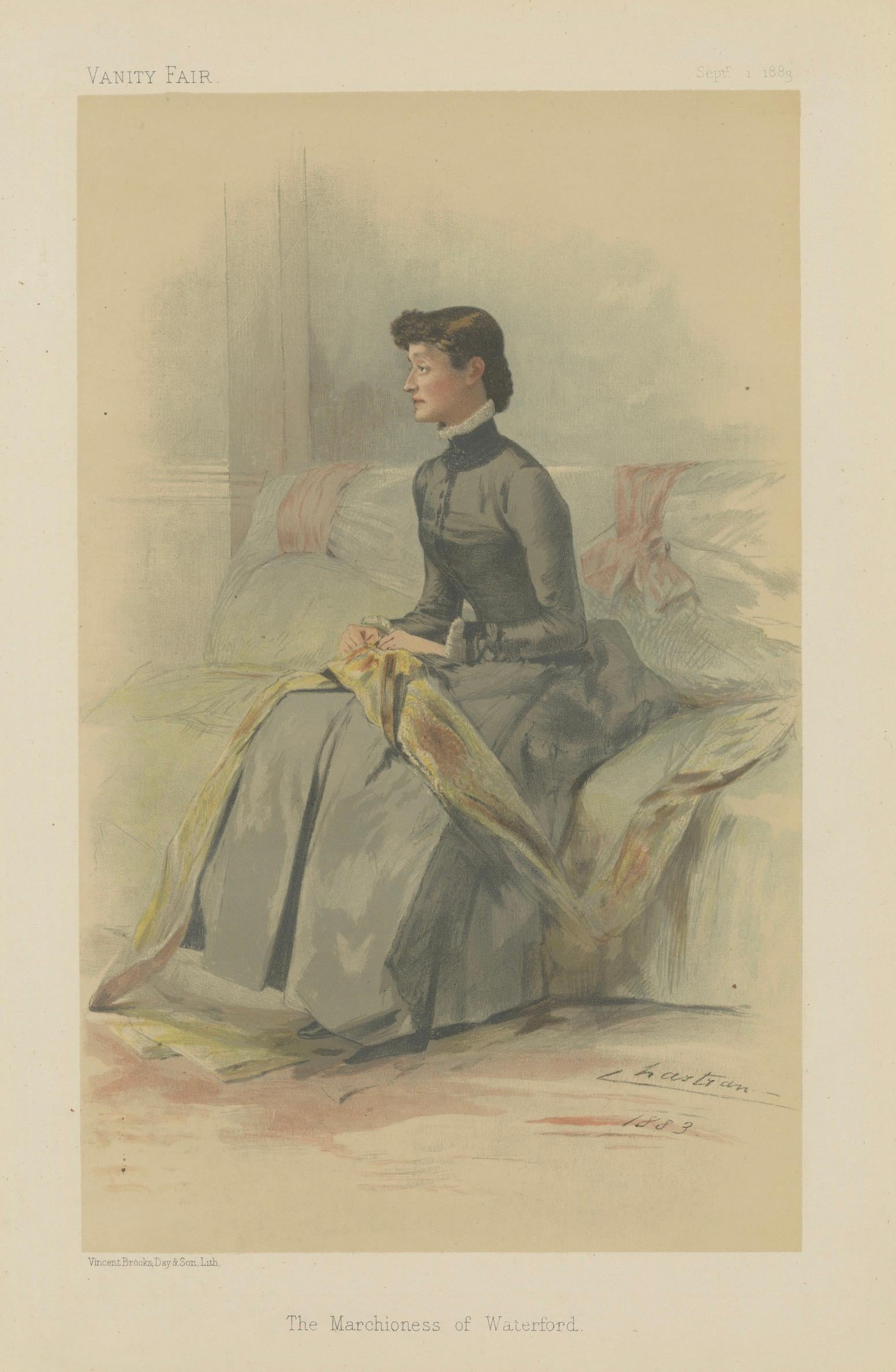 Elegant Victorian Lady Portrait – Vanity Fair Marchioness of Waterford 1883