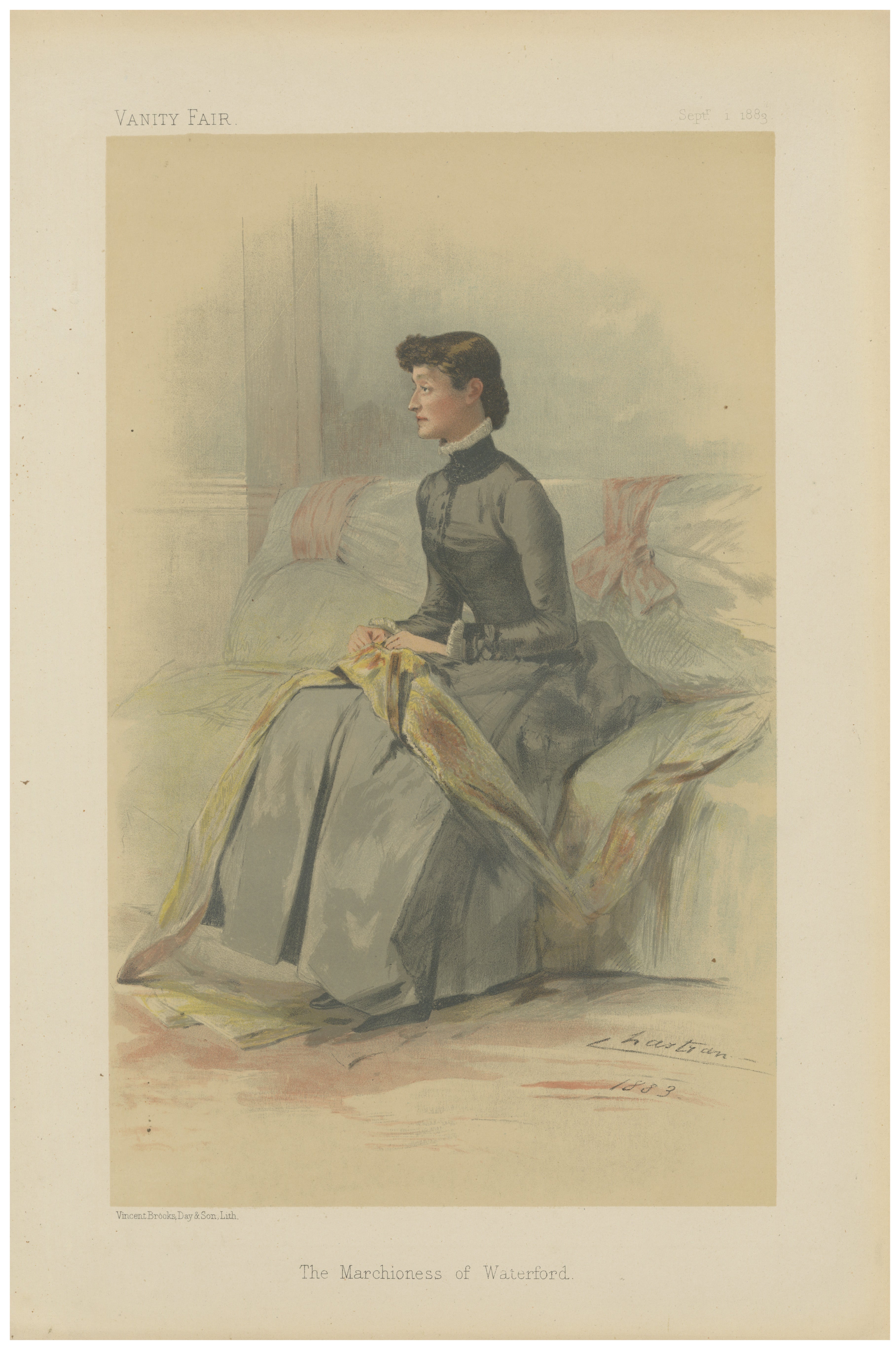 Elegant Victorian Lady Portrait – Vanity Fair Marchioness of Waterford 1883
