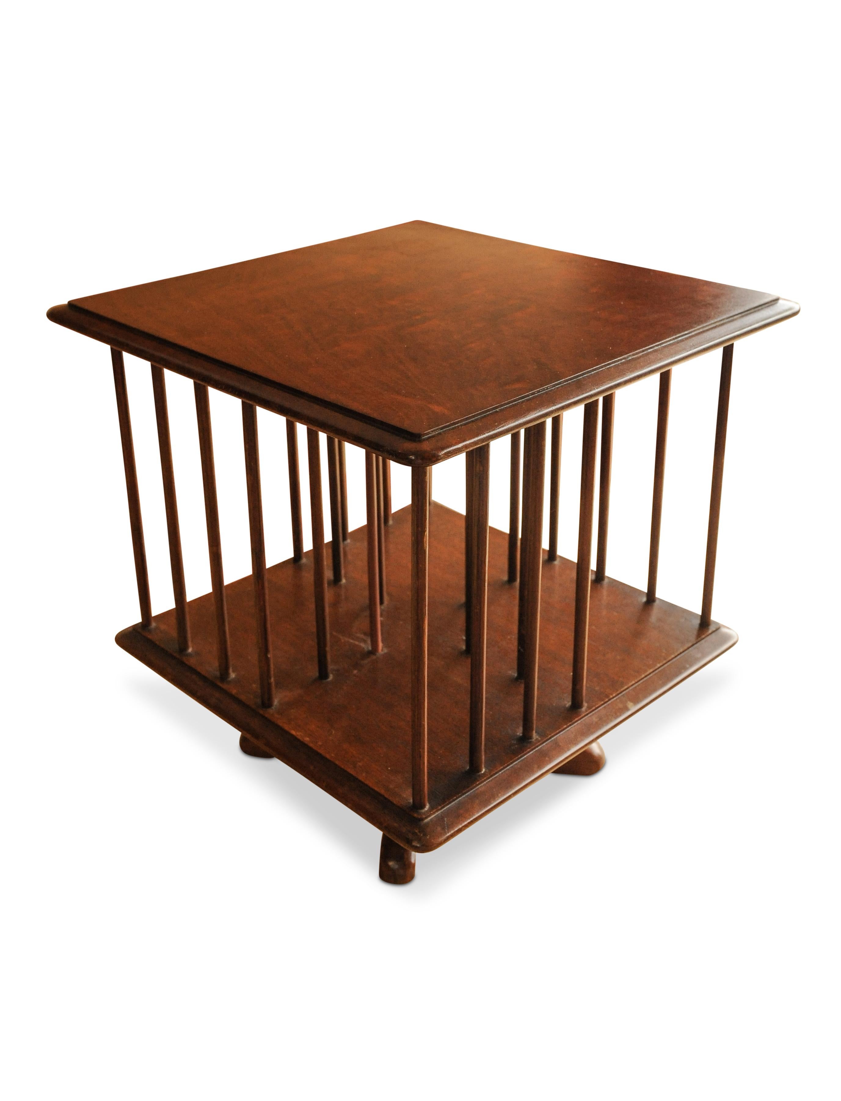 Regency Elegant Victorian Oak Handmade Revolving Tabletop Bookcase with Partitions For Sale