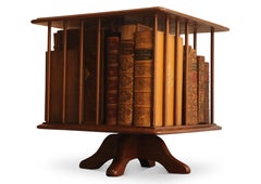 Elegant Victorian Oak Handmade Revolving Tabletop Bookcase with Partitions