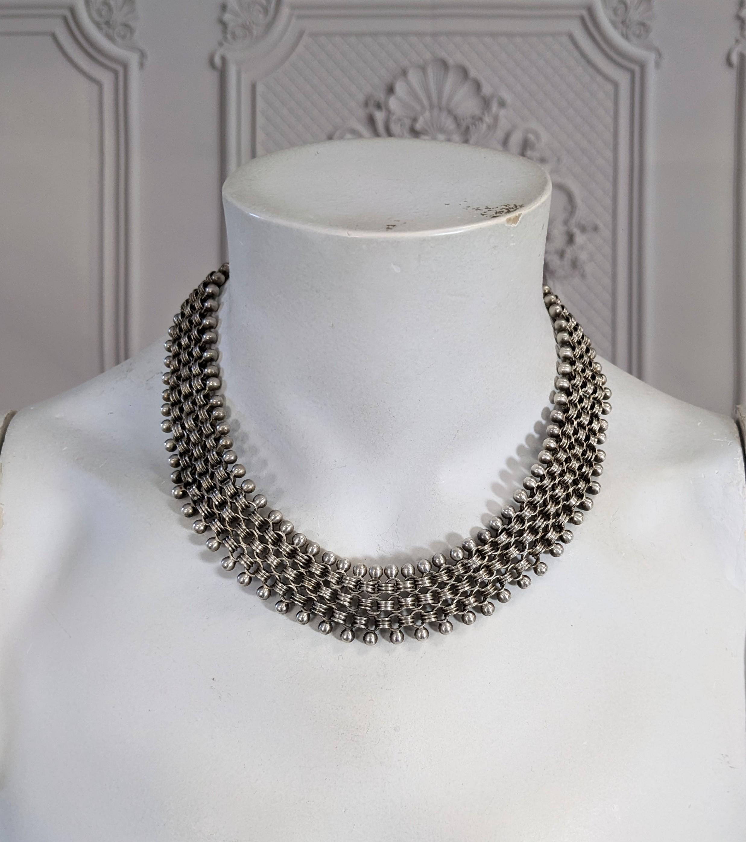 Elegant Victorian Silver Mesh Link Necklace For Sale 1