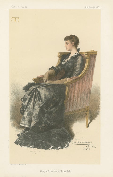 Elegant Victorian Society Portrait, Gladys, Countess of Lonsdale 1883