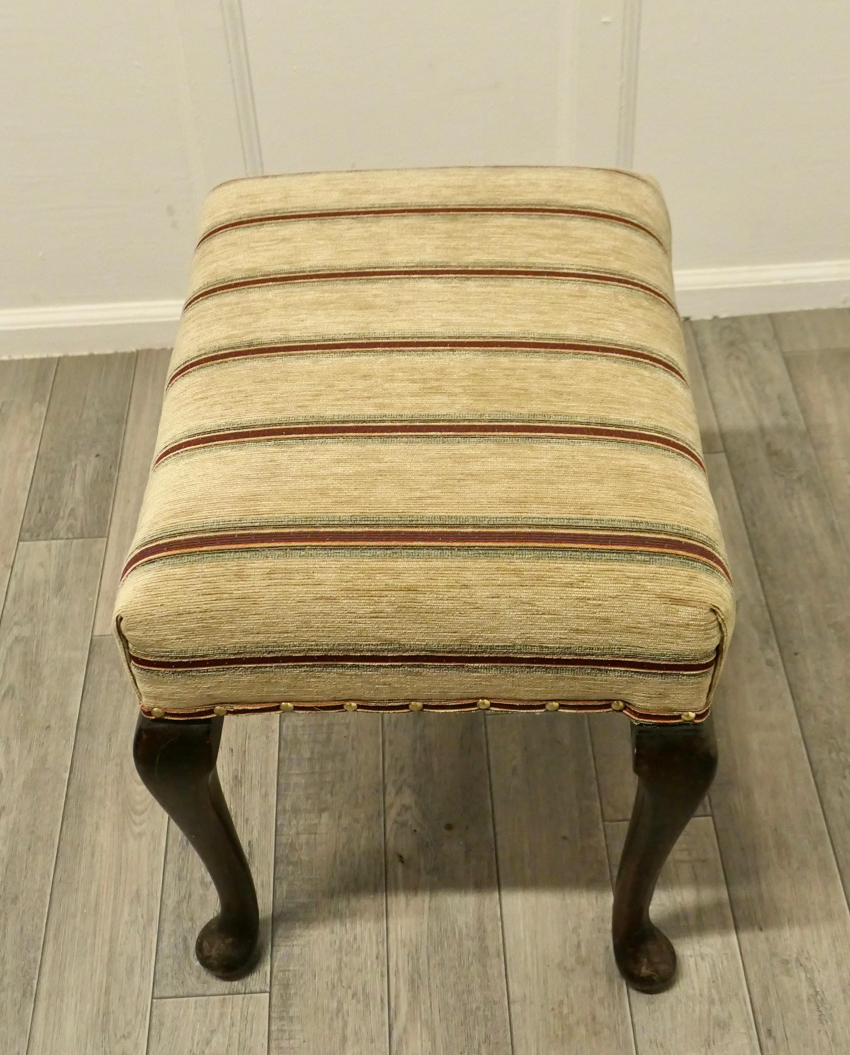 Chenille Elegant Victorian Walnut Occasional Stool For Sale