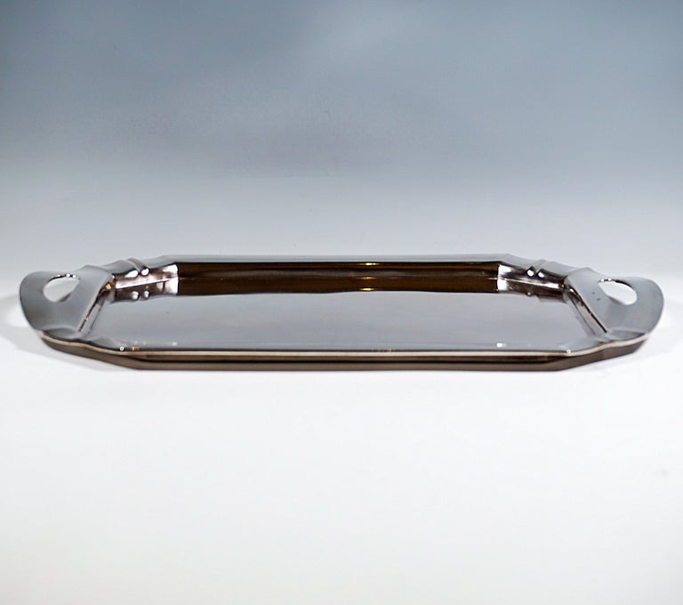 Hand-Crafted Elegant Viennese Silver Art Nouveau Tray, by Karl Berger, Around 1900 For Sale