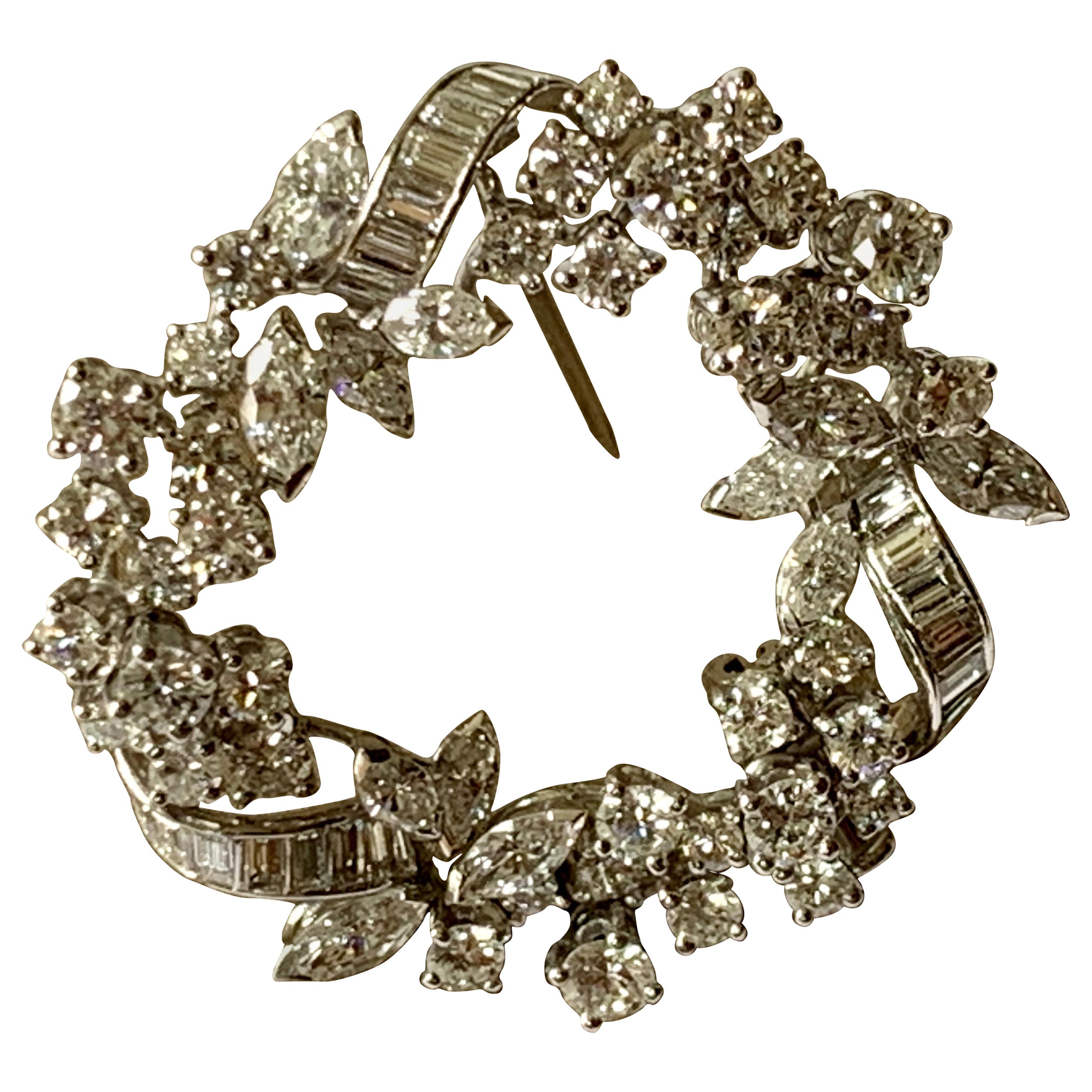 Runde Diamantbrosche aus 18 Karat Weißgold von Meister Zurich im Vintage-Stil