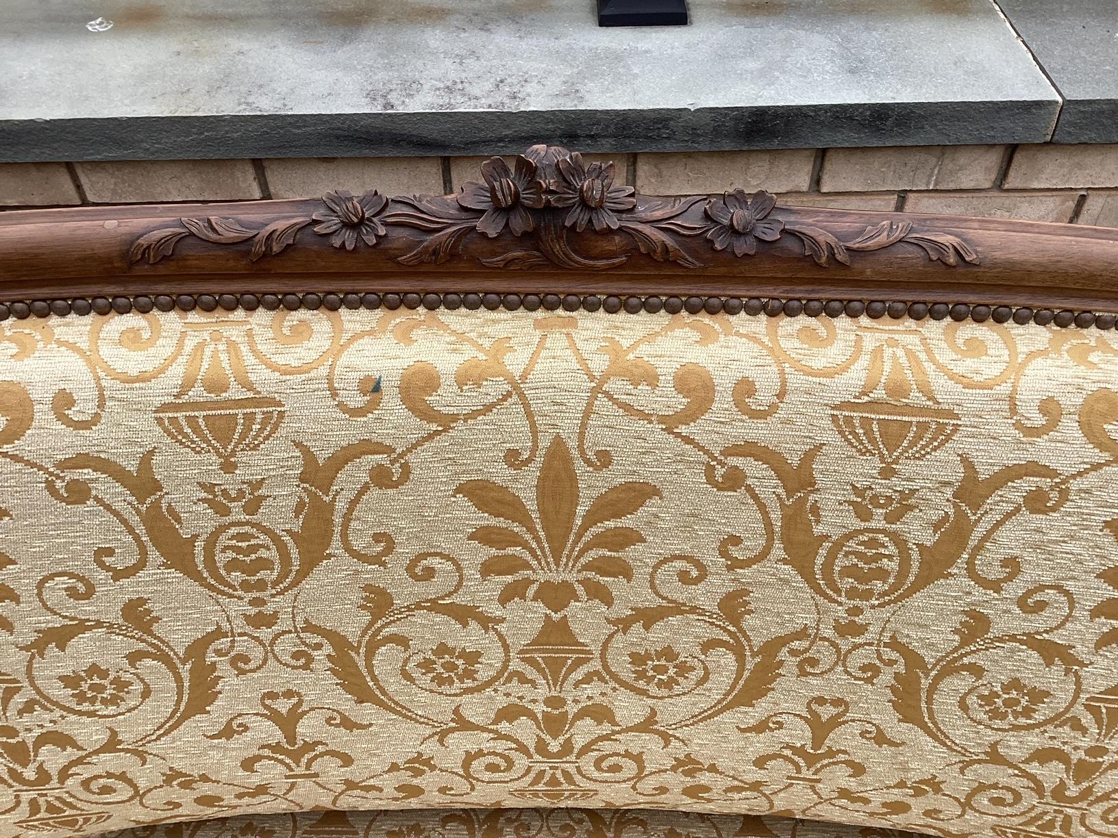 Upholstery Elegant Vintage 3 Piece French Upholstered and Carved Walnut Salon Set