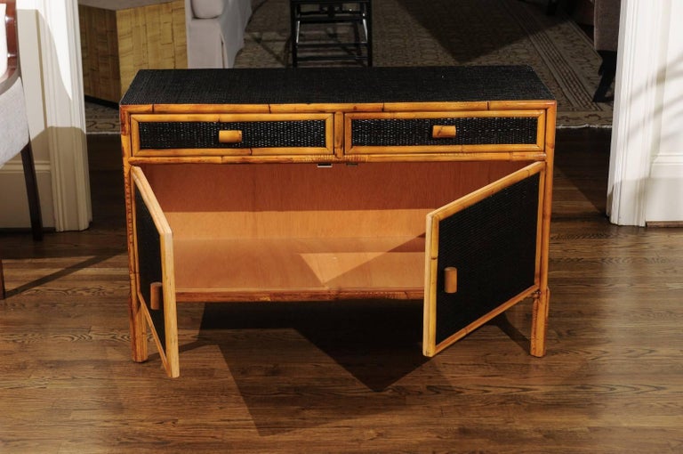 Elegant Vintage Black Lacquer Cane with Bamboo Accents, circa