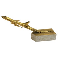 Elegant vintage Boeing 747 Airplane Model on Marble Base, Italy