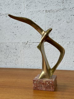 Elegant Vintage Brass Sculpture – Stylized Birds (1970s)