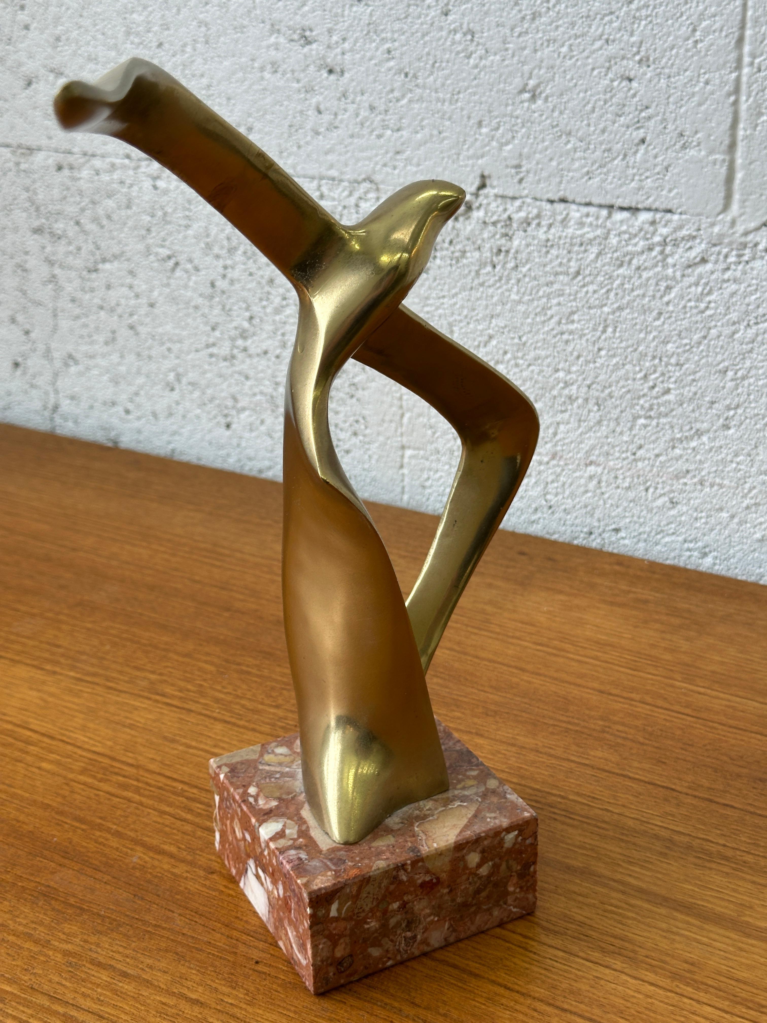 Elegante scultura in ottone vintage - Uccelli stilizzati (anni '70) in vendita 2