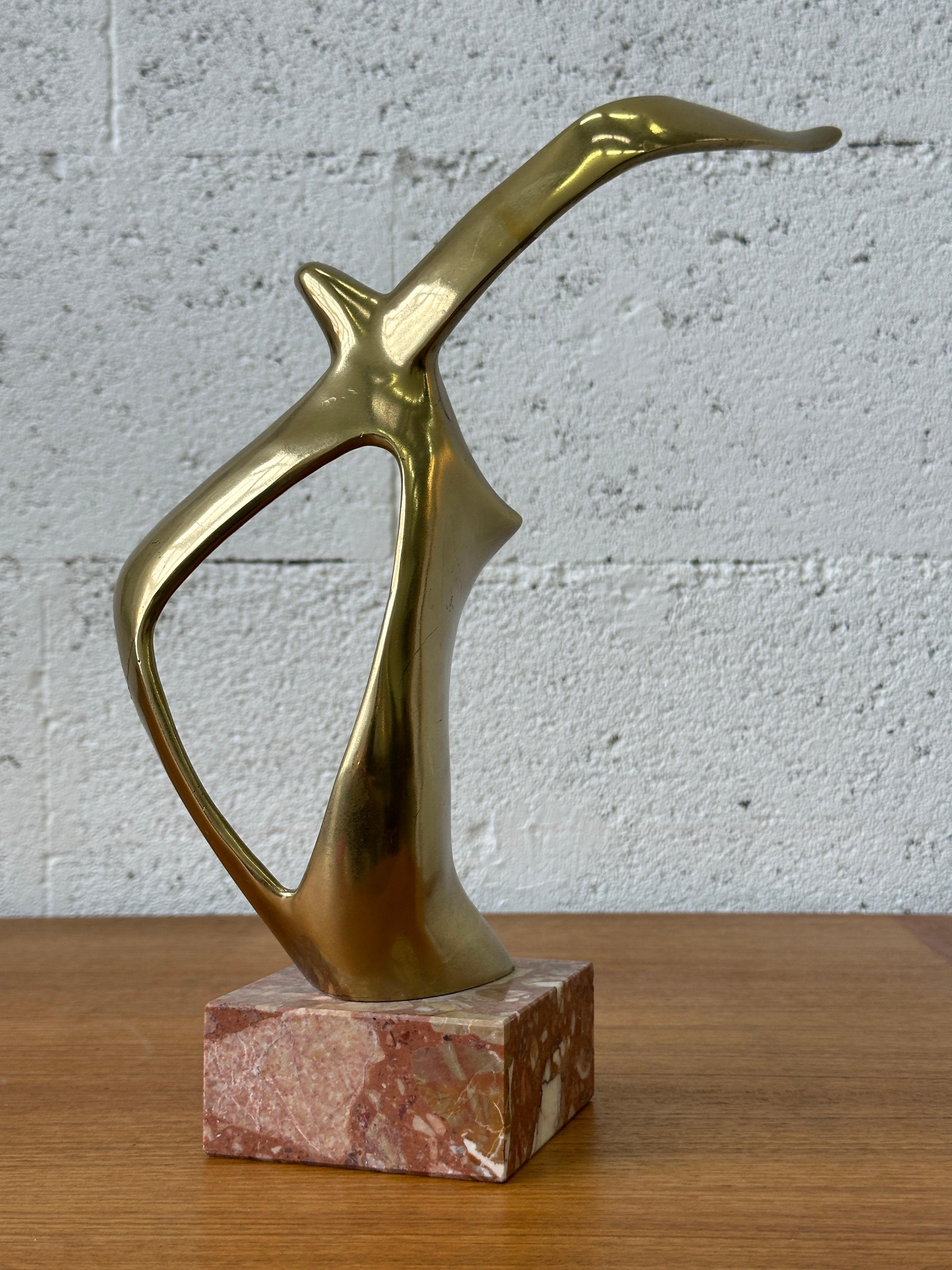 Elegante scultura in ottone vintage - Uccelli stilizzati (anni '70) in vendita 3