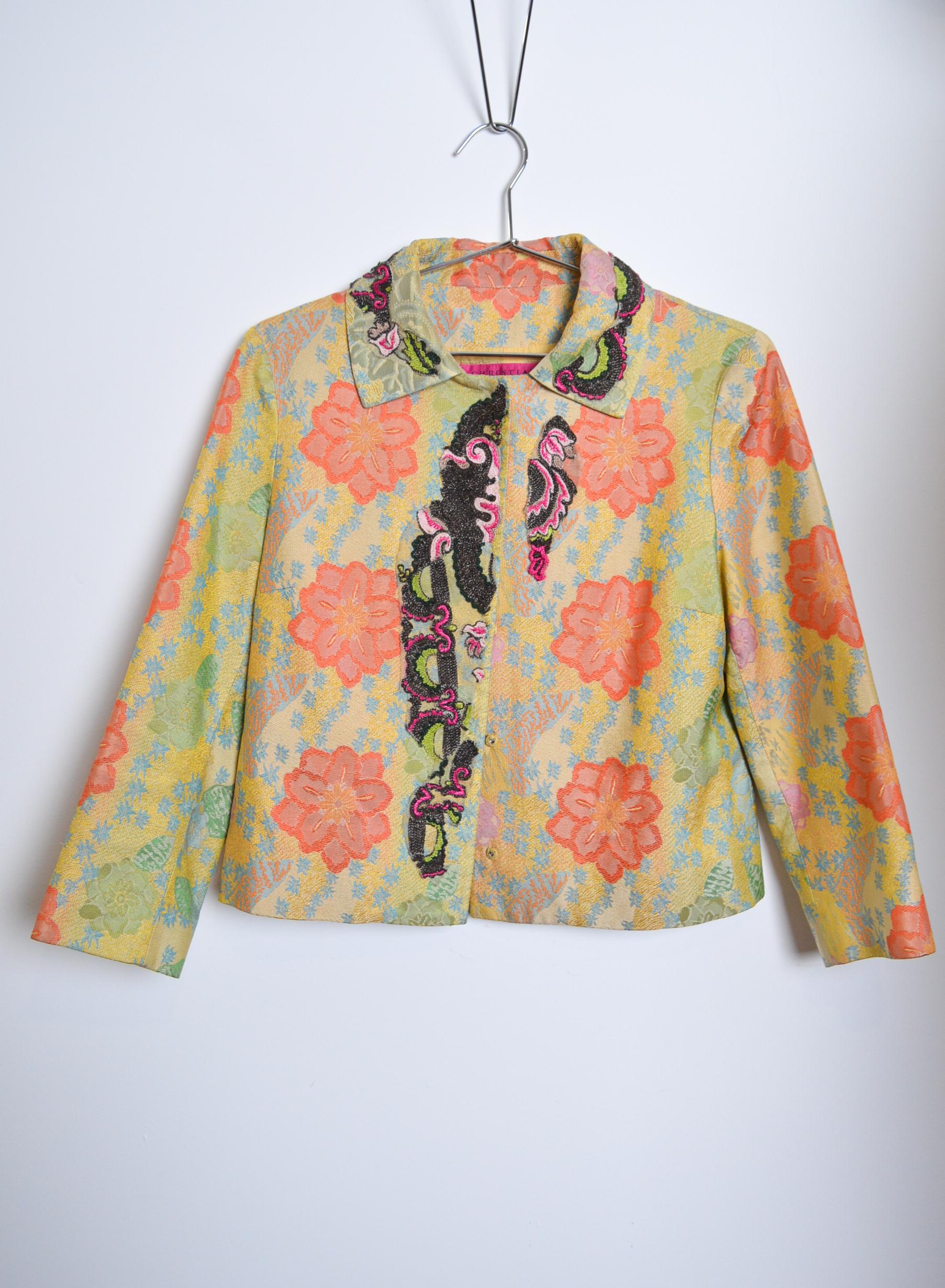 Elegant Vintage Christian Lacroix Couture Boxy shaped cropped Boucle Jacket For Sale 9