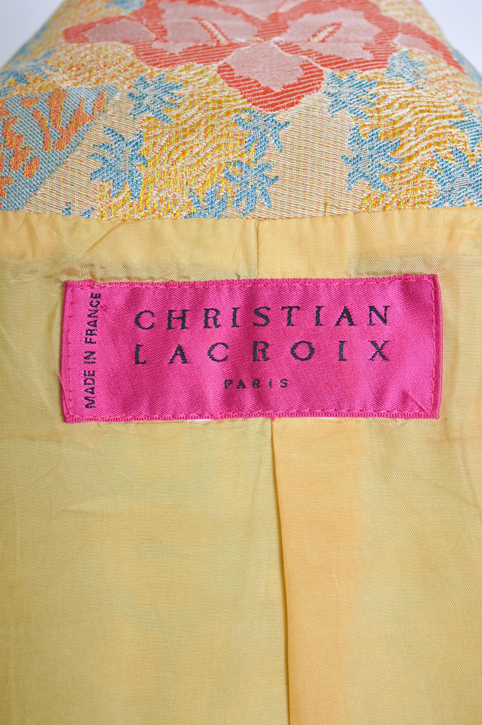 Elegante Vintage Christian Lacroix Couture kastenförmige Boucle-Jacke in Kurzform Damen im Angebot
