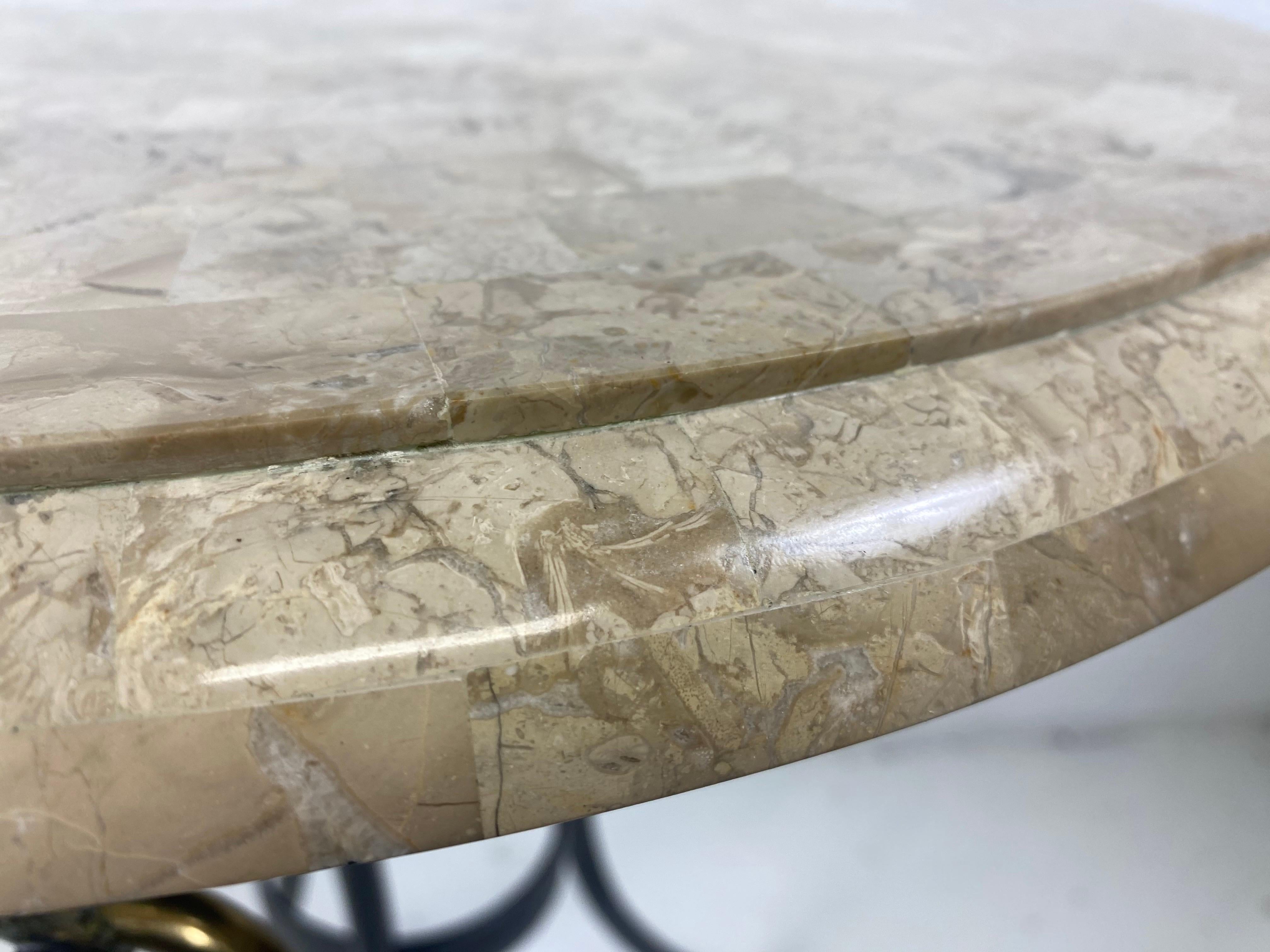 Hand-Crafted Elegant vintage classical Empire inspired marble top table by Maitland Smith For Sale