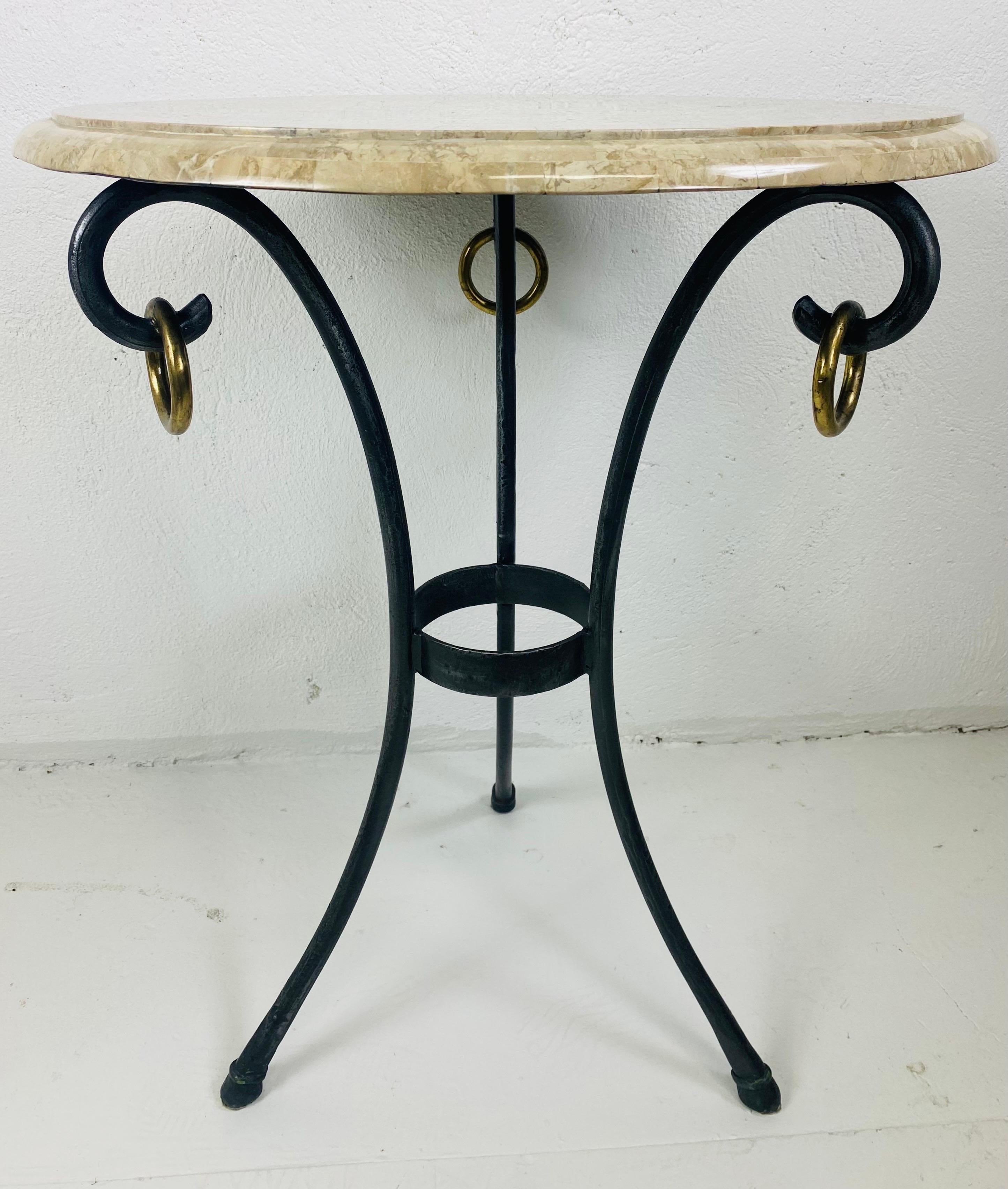 Elegant vintage classical Empire inspired marble top table by Maitland Smith In Good Condition For Sale In Allentown, PA