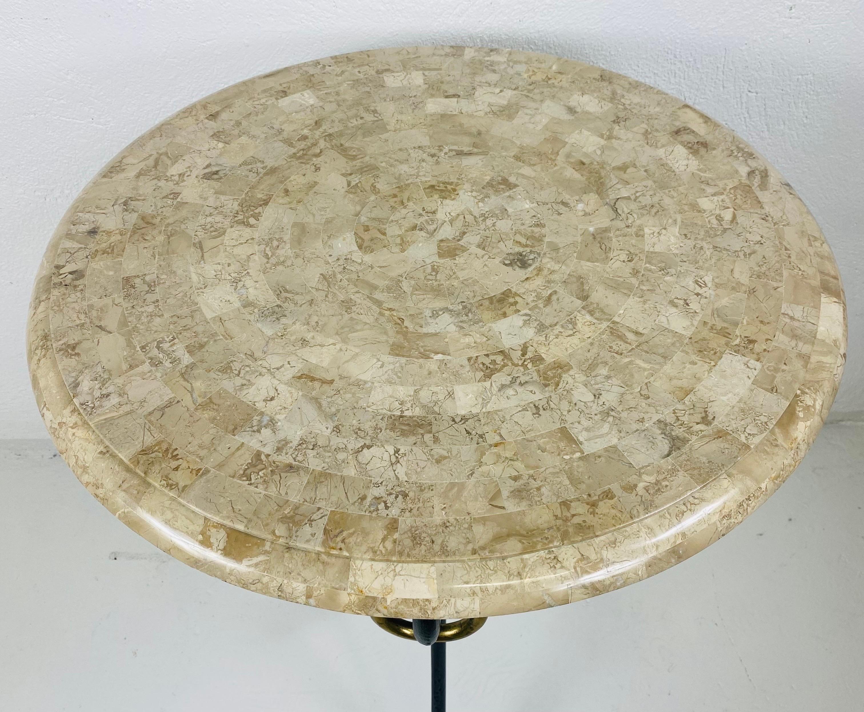 Elegant vintage classical Empire inspired marble top table by Maitland Smith For Sale 1