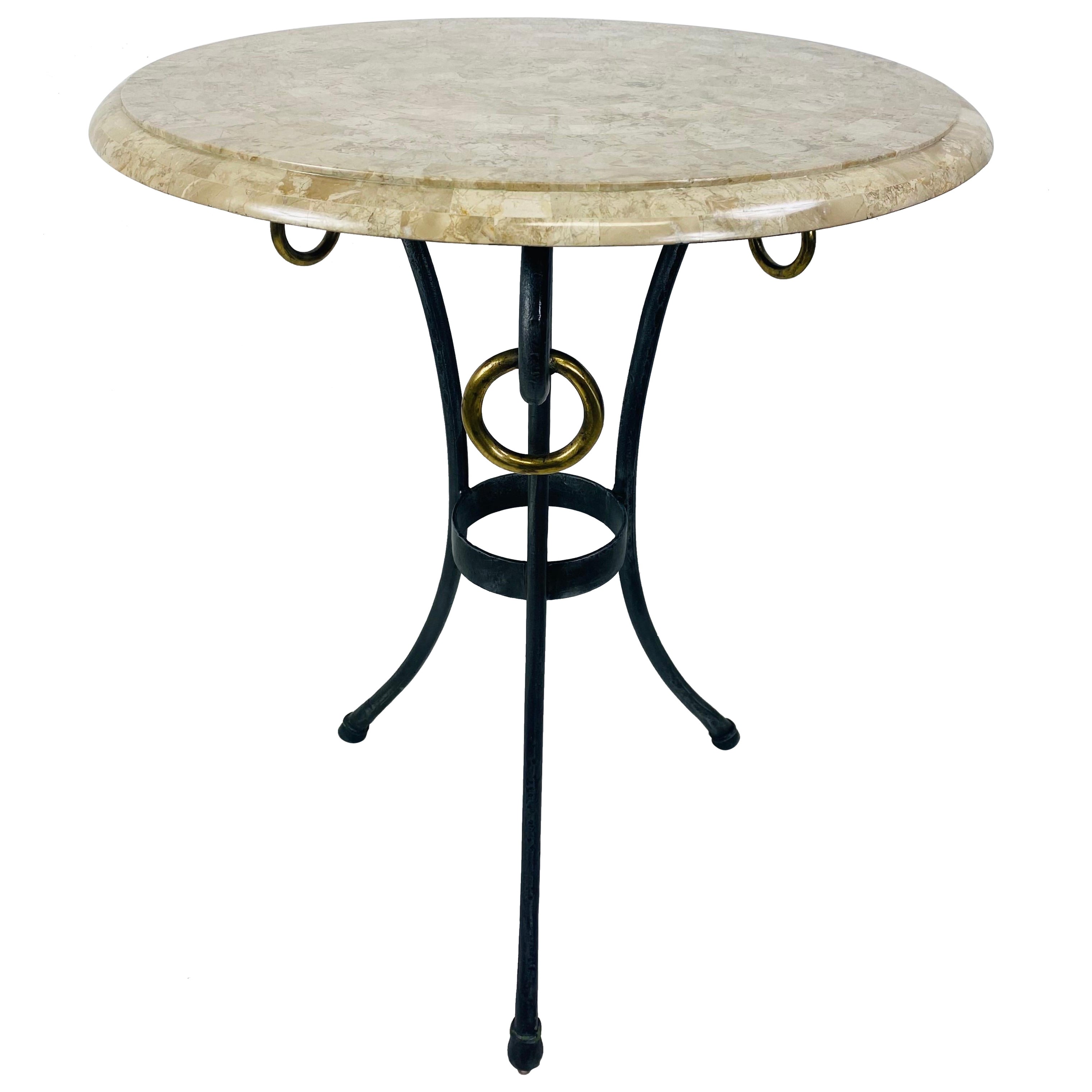 Elegante table à plateau de marbre d'inspiration Empire classique vintage par Maitland Smith en vente