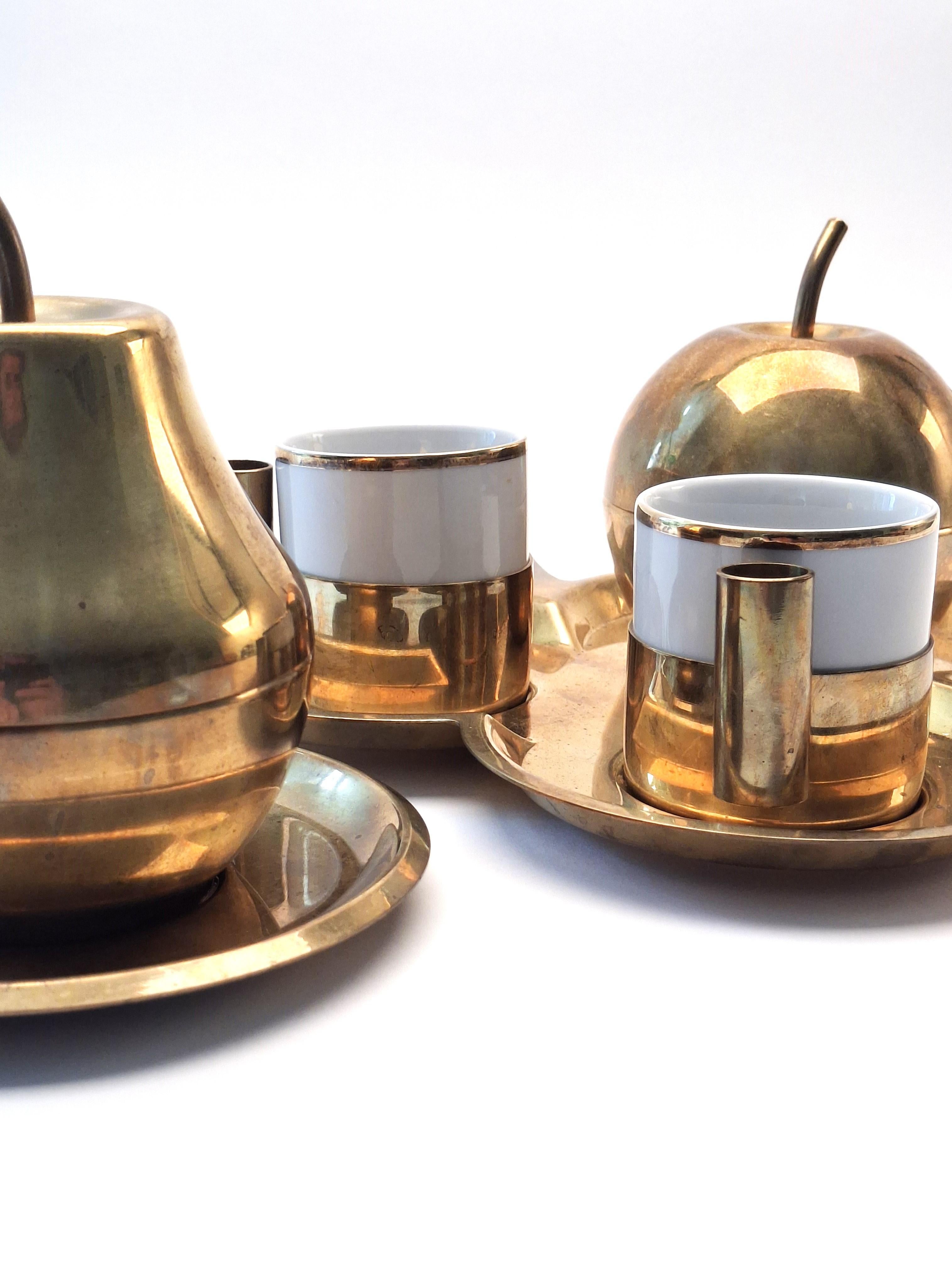 Brass Elegant Vintage Coffee Set – Italian Art Deco, 1960s For Sale