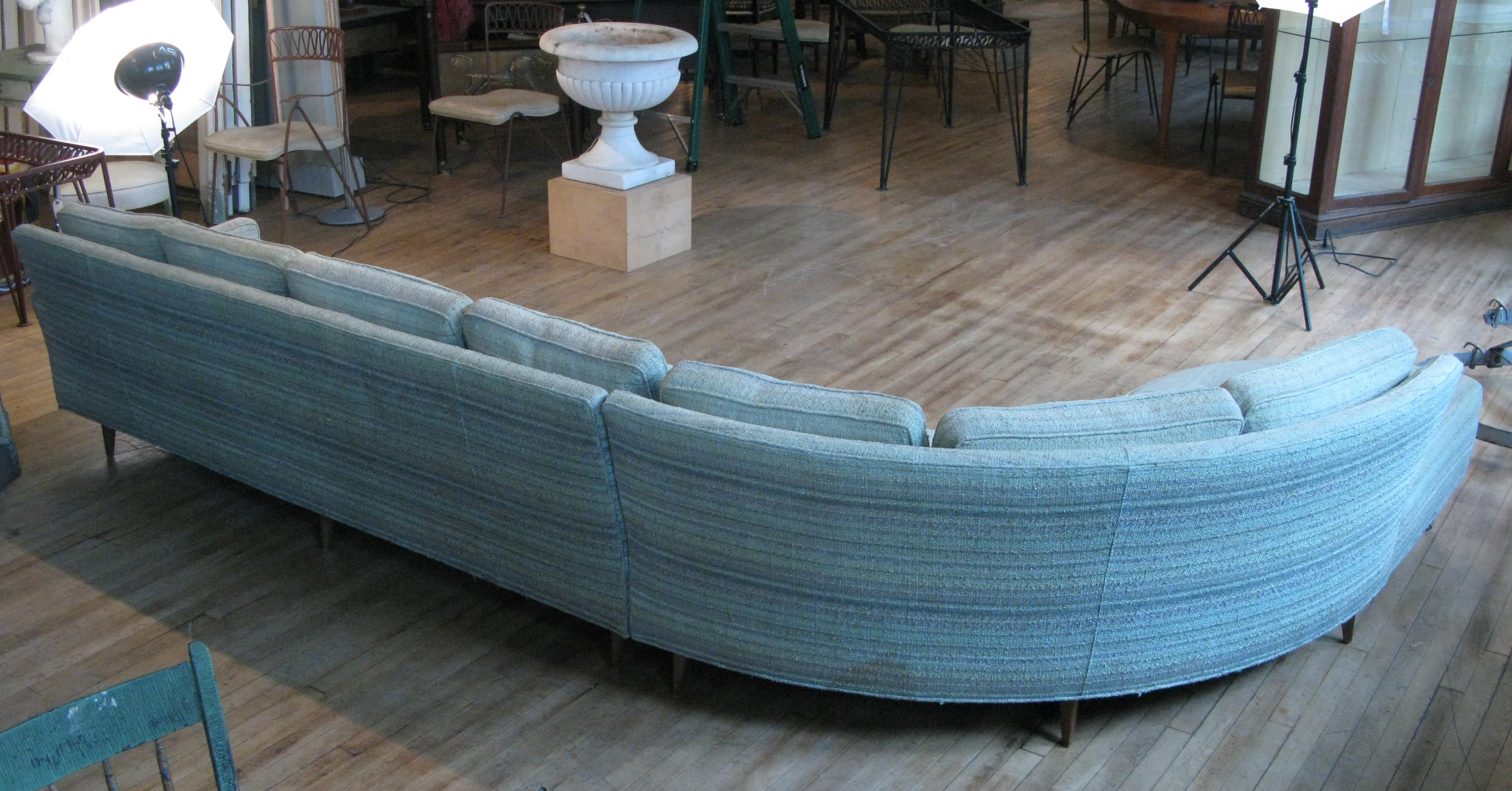 American Elegant Vintage Curved Sectional Sofa by Erwin Lambeth