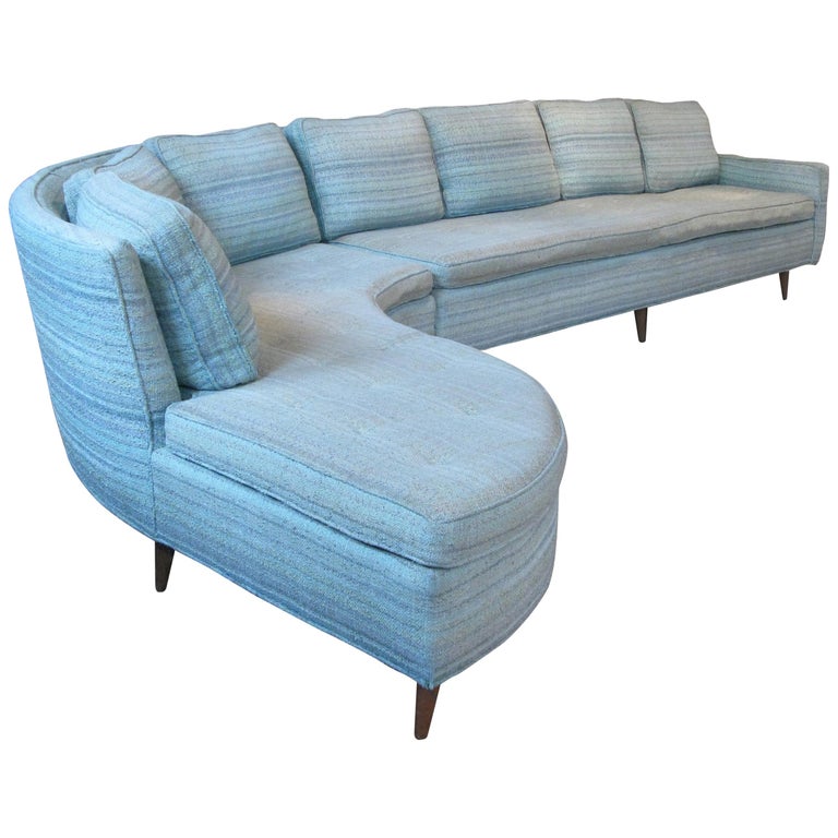 Elegant Vintage Curved Sectional Sofa by Erwin Lambeth at 1stDibs