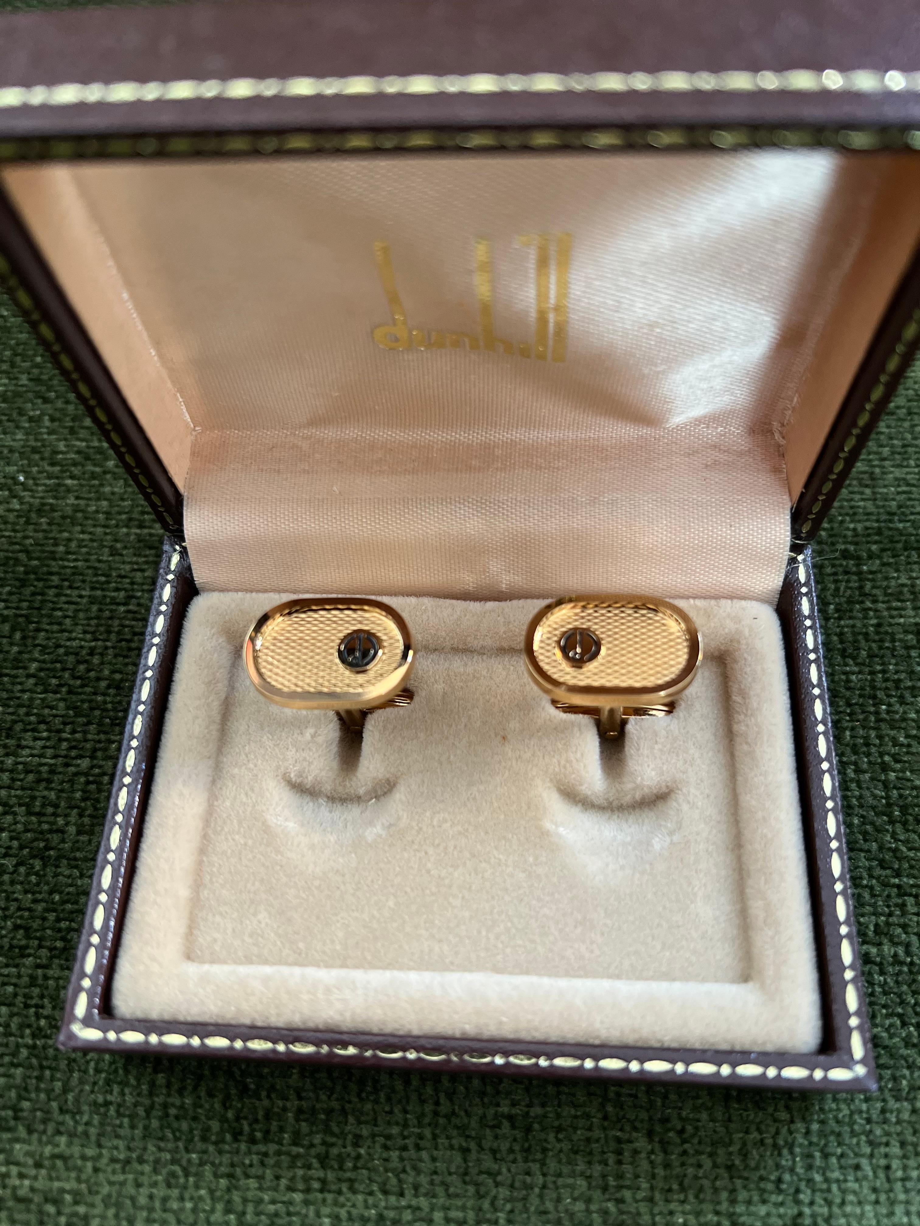 DUNHILL Vintage Gold Silver Monogram Metal Cuff Links main image 0