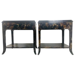 Elegant vintage faux tortoise shell side tables/a pair