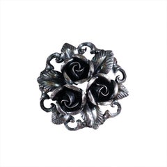 Elegant Vintage Flower Brooch, Handmade from 835 silver, Germany ca. 1950s