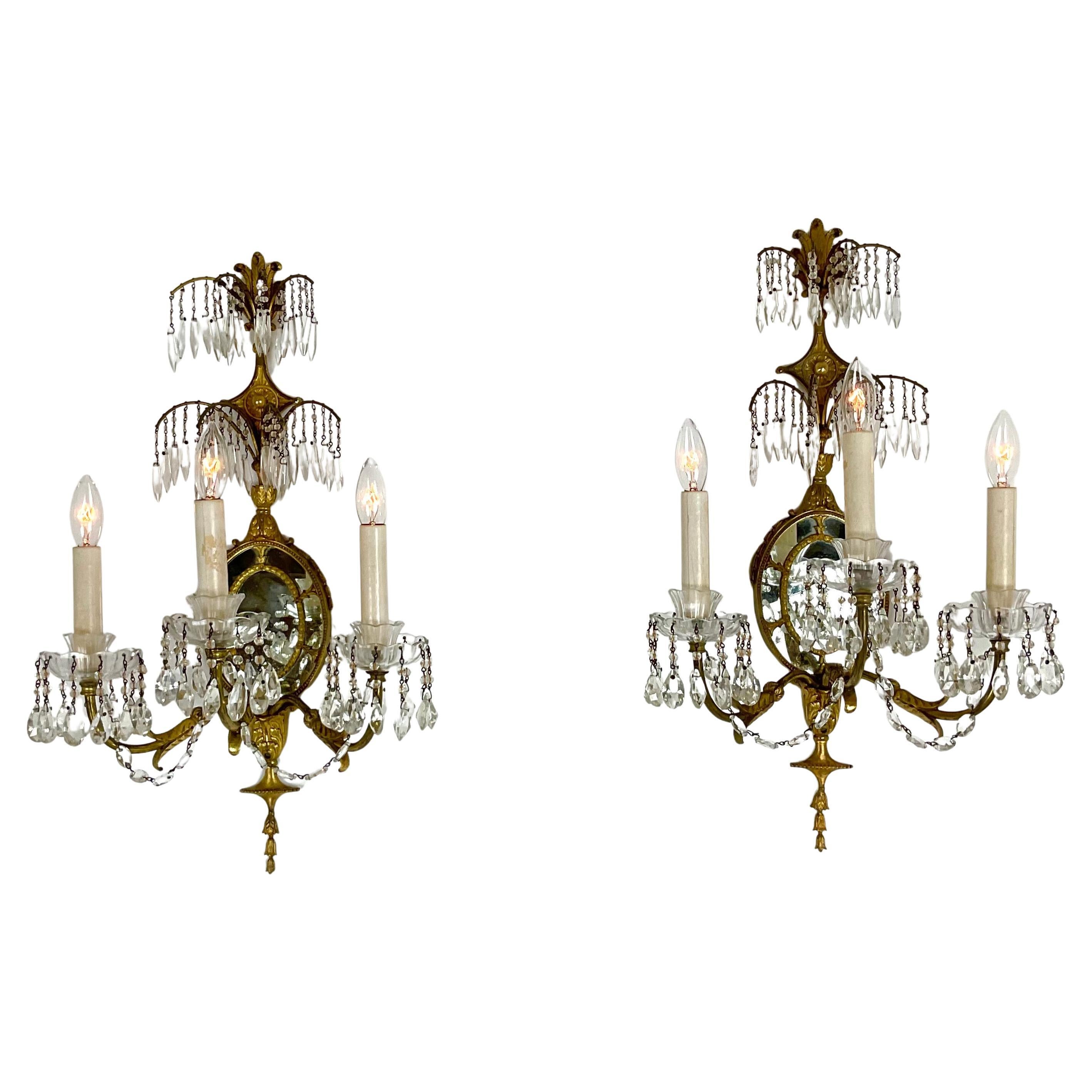 Elegant Vintage French-Style Crystal Wall Sconce For Sale
