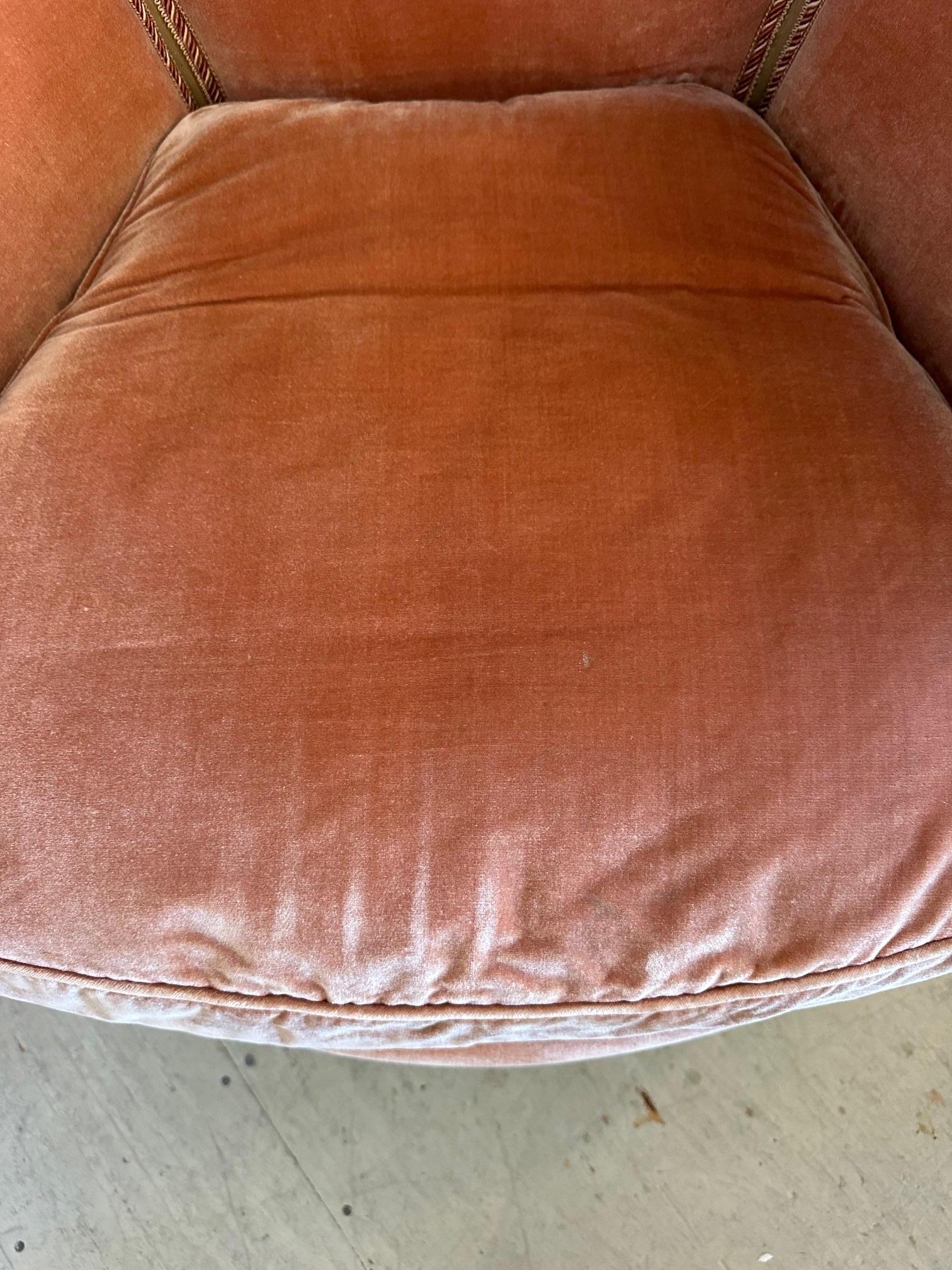 American Elegant Vintage French Style Painted and Velvet Bergere Chair For Sale