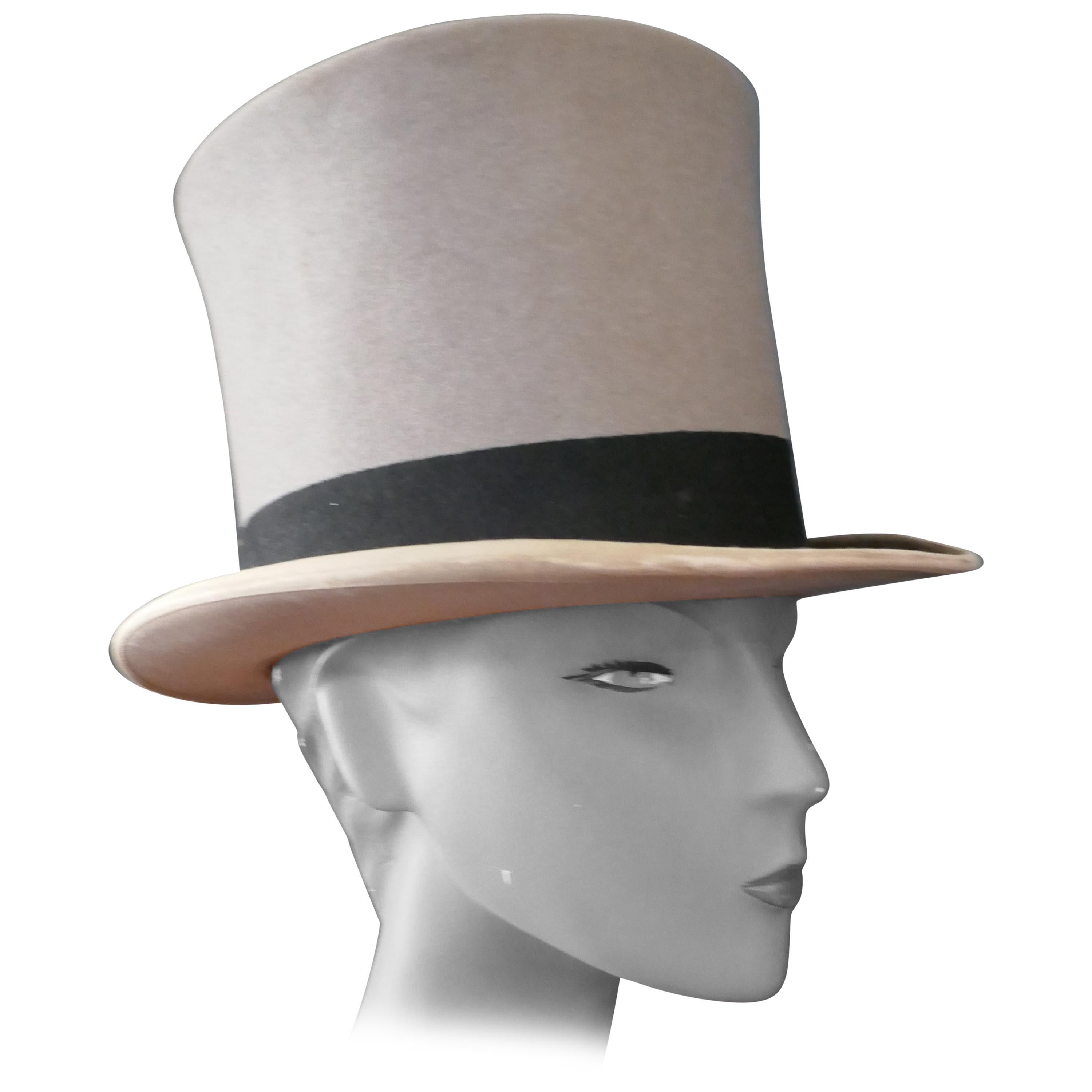 Elegant Vintage Grey Felt Top Hat from Herbert Johnson Bond Street 