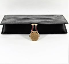 Elegant Vintage Gucci Leather Checkbook Wallet with Solid Gold Coin Clasp