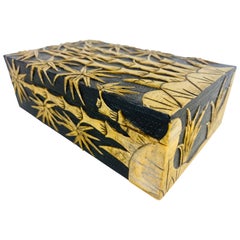 Elegant vintage hand carved stone trinket box