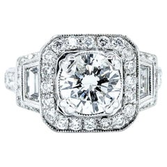 Elegante Anillo de Compromiso de Diamantes de Oro Blanco de 14k de Inspiración Vintage