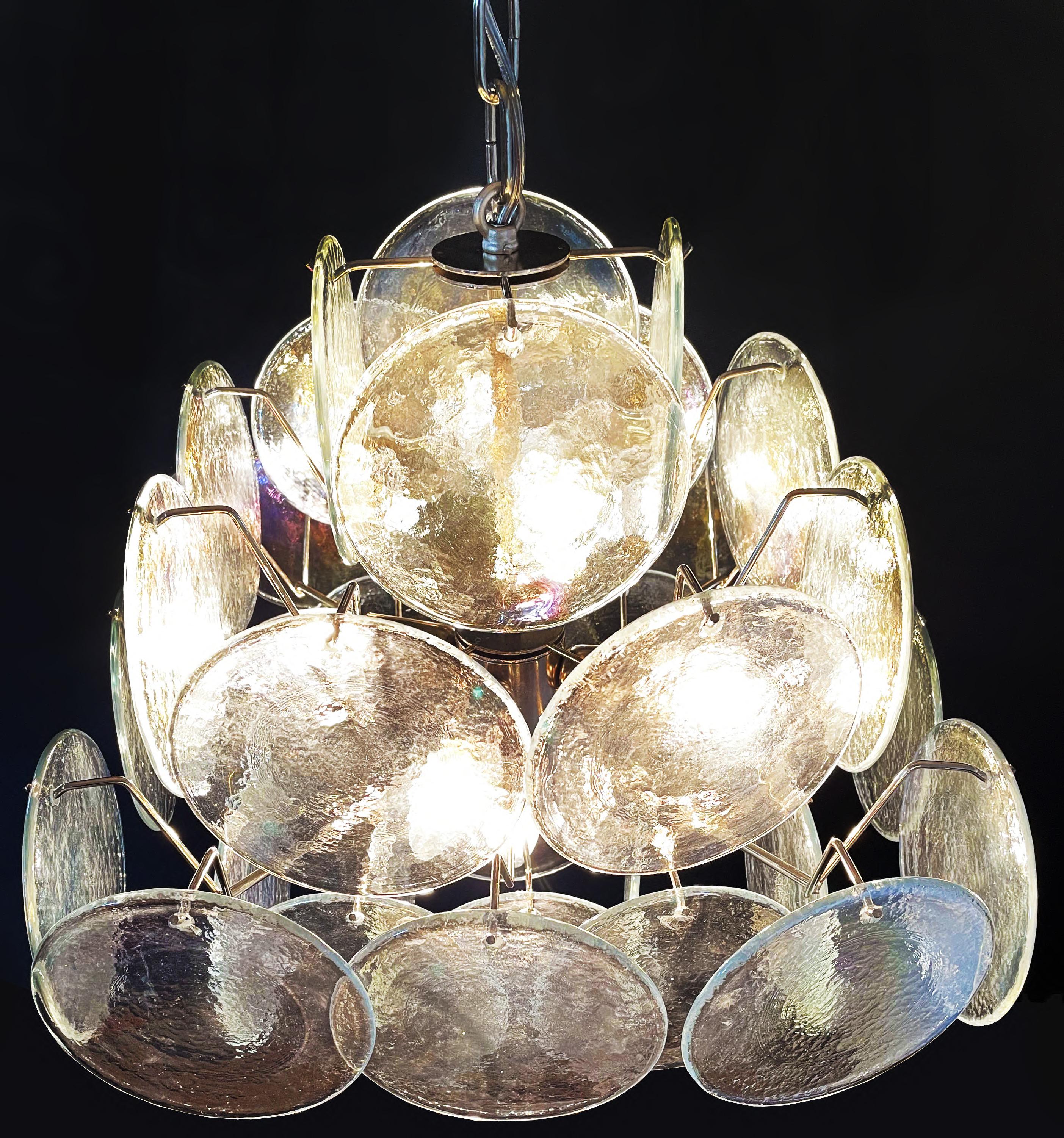 Elegant Vintage Italian Murano Chandelier in Vistosi Style In Good Condition For Sale In Budapest, HU