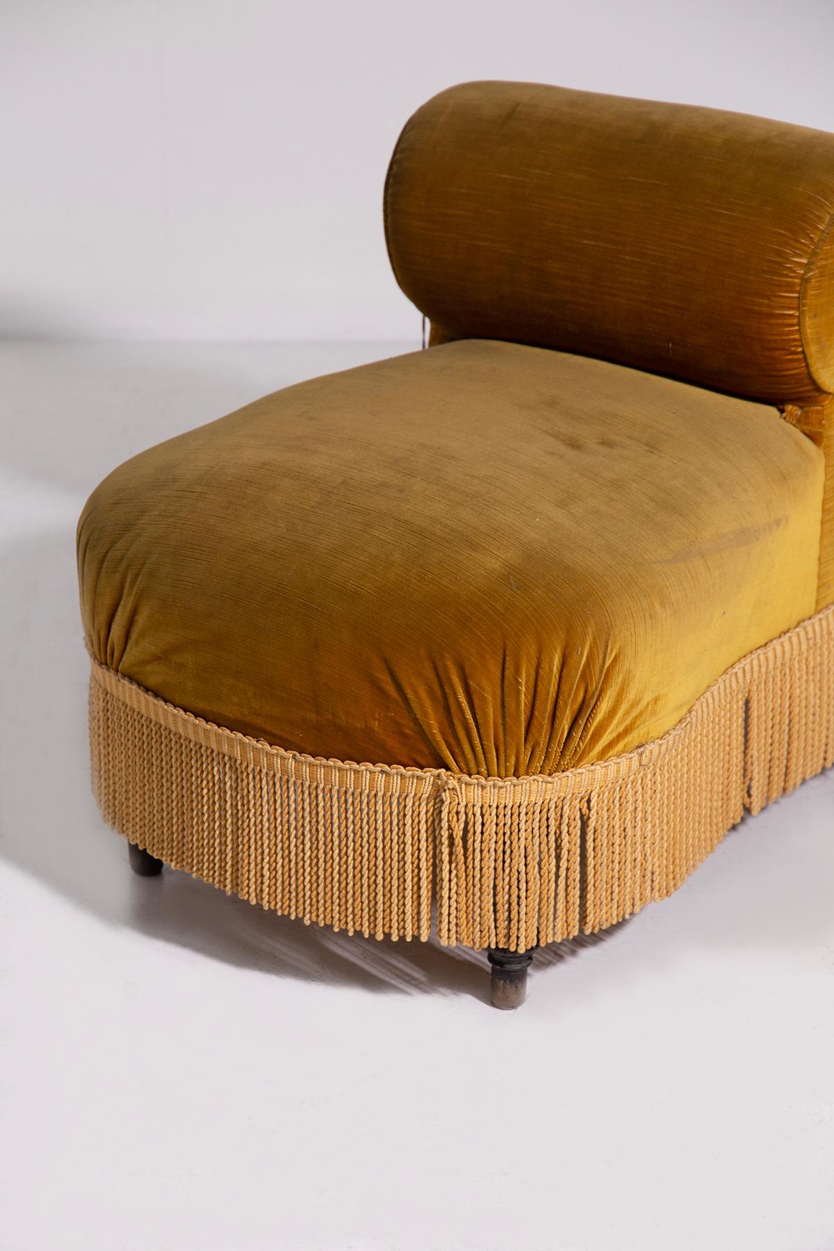 Velvet Elegant Vintage Italian velvet sofa little or bench