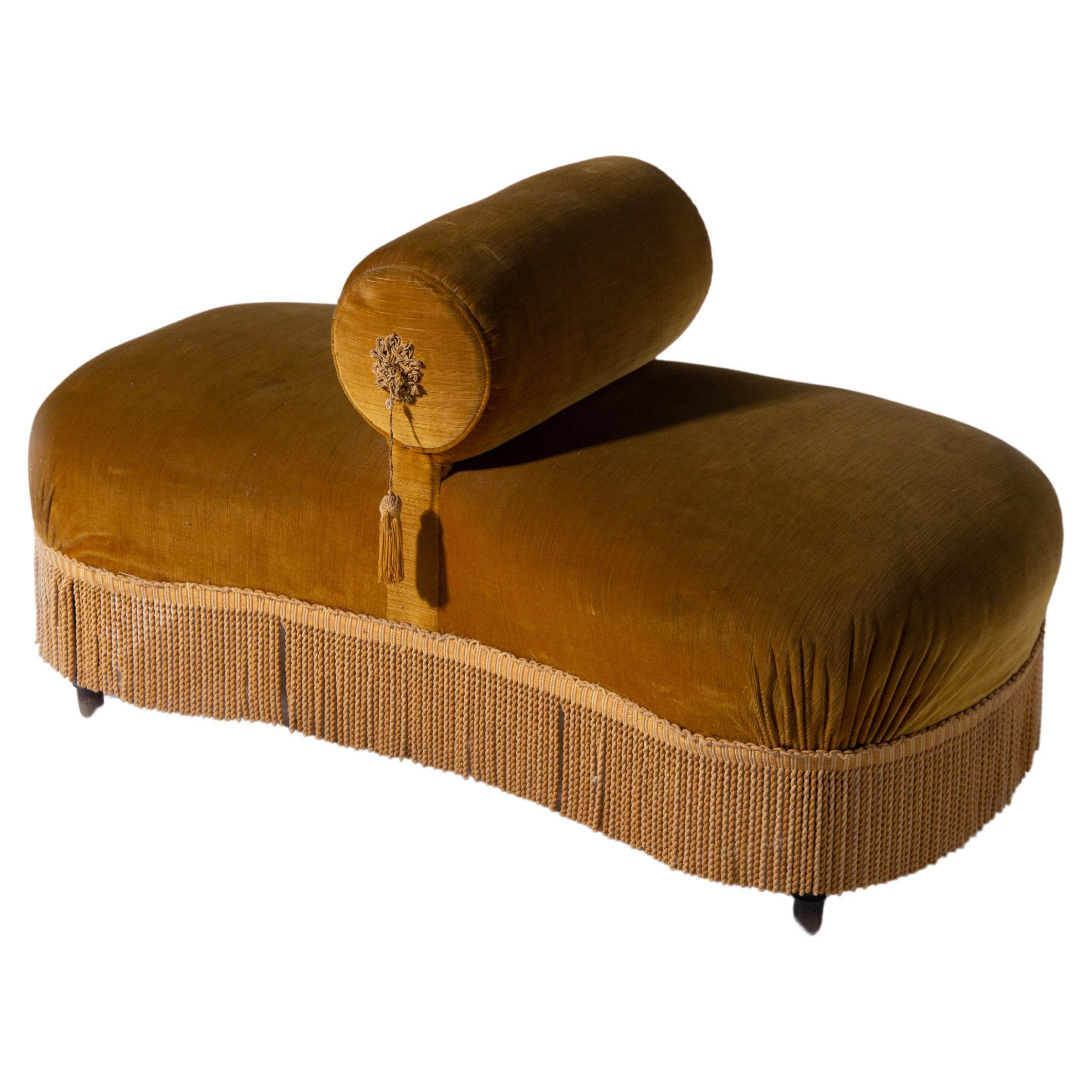 Elegant Vintage Italian velvet sofa little or bench