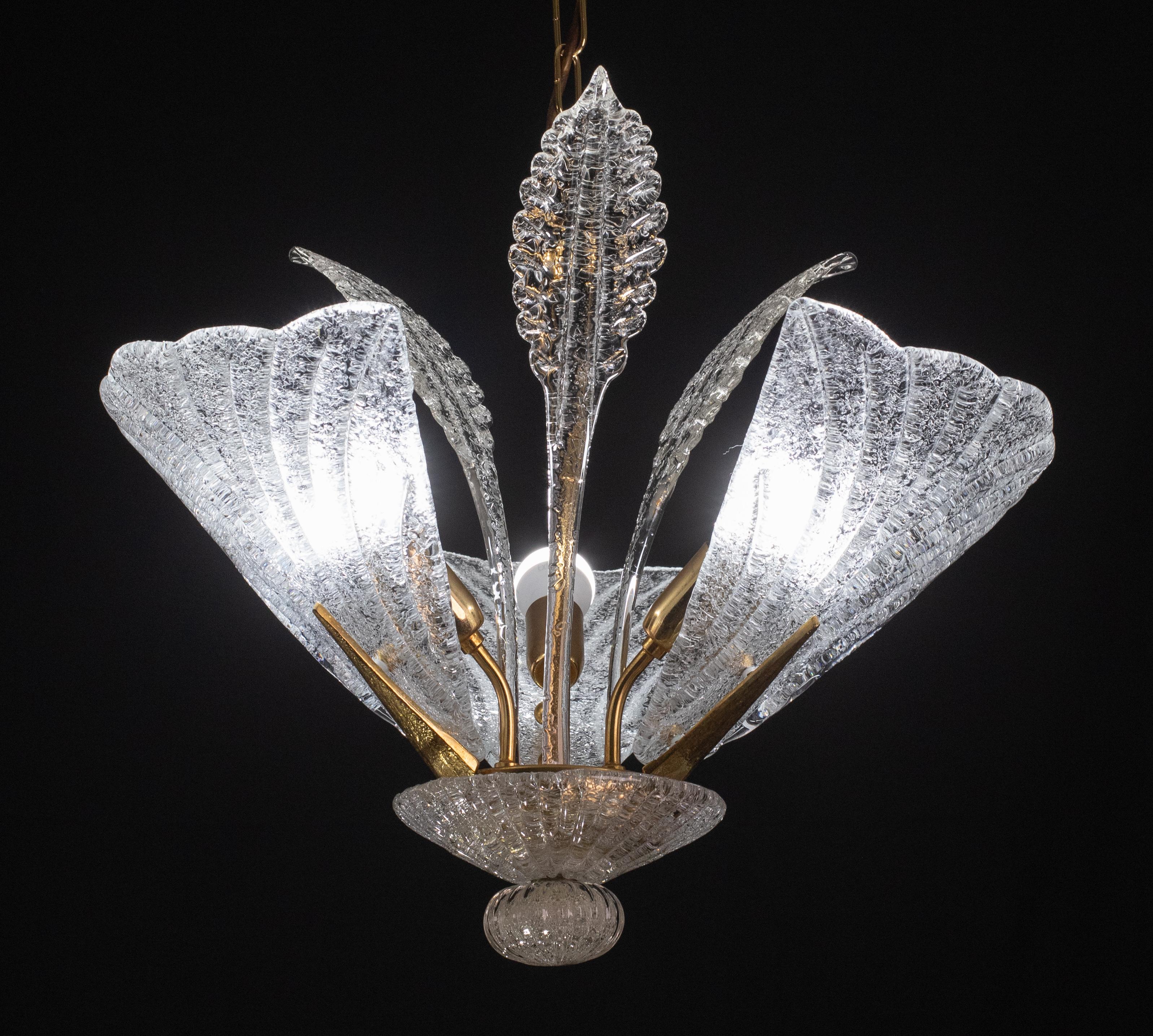 Elegant Vintage Leaves Murano Glass Chandelier, 1970 In Good Condition For Sale In Roma, IT
