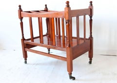 Elegant Vintage Magazine Holder on Castors, Very Good Condition