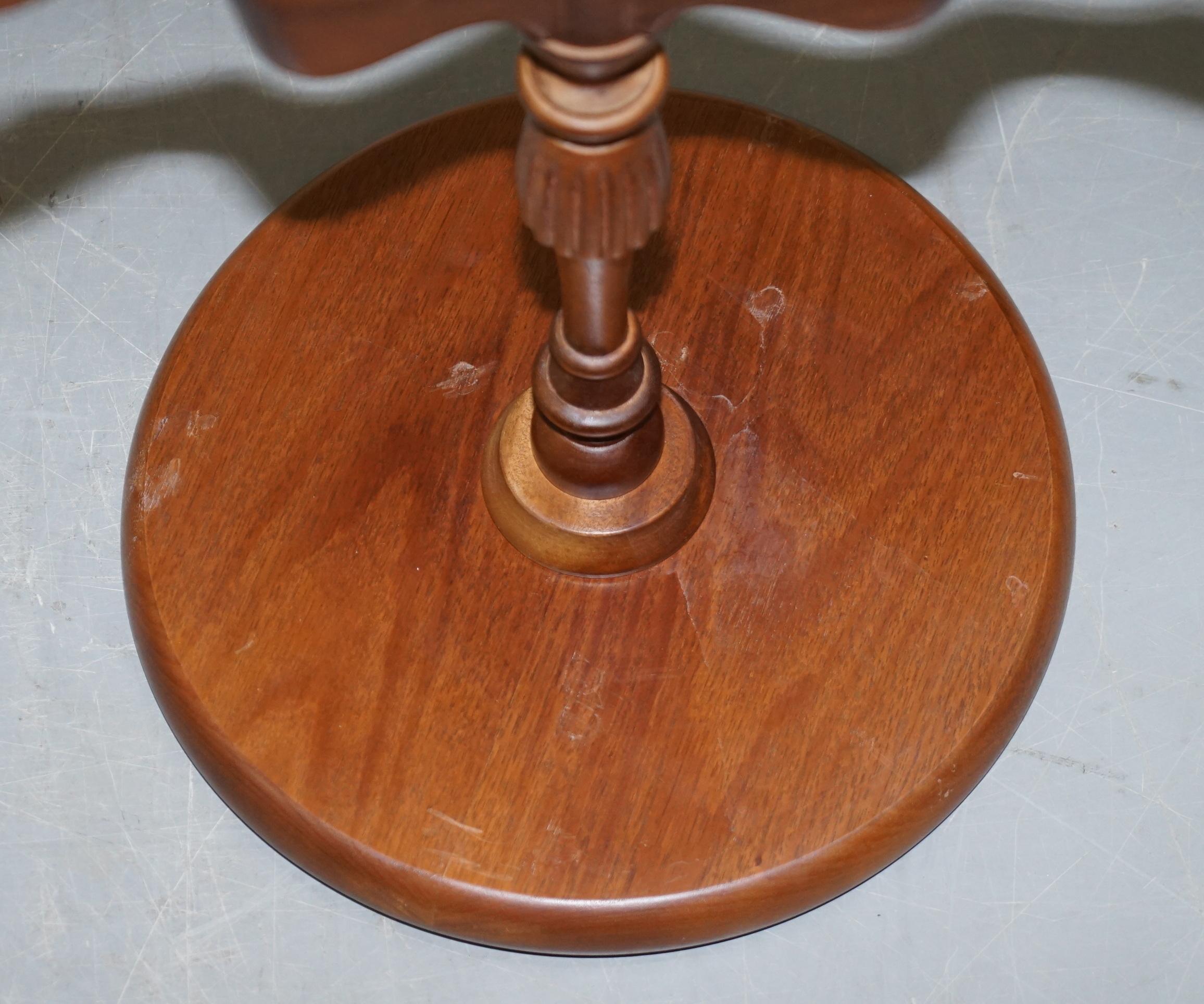 Elegant Vintage Hardwood Tripod Lamp Side End Wine Occasional Table Bowed Top For Sale 4