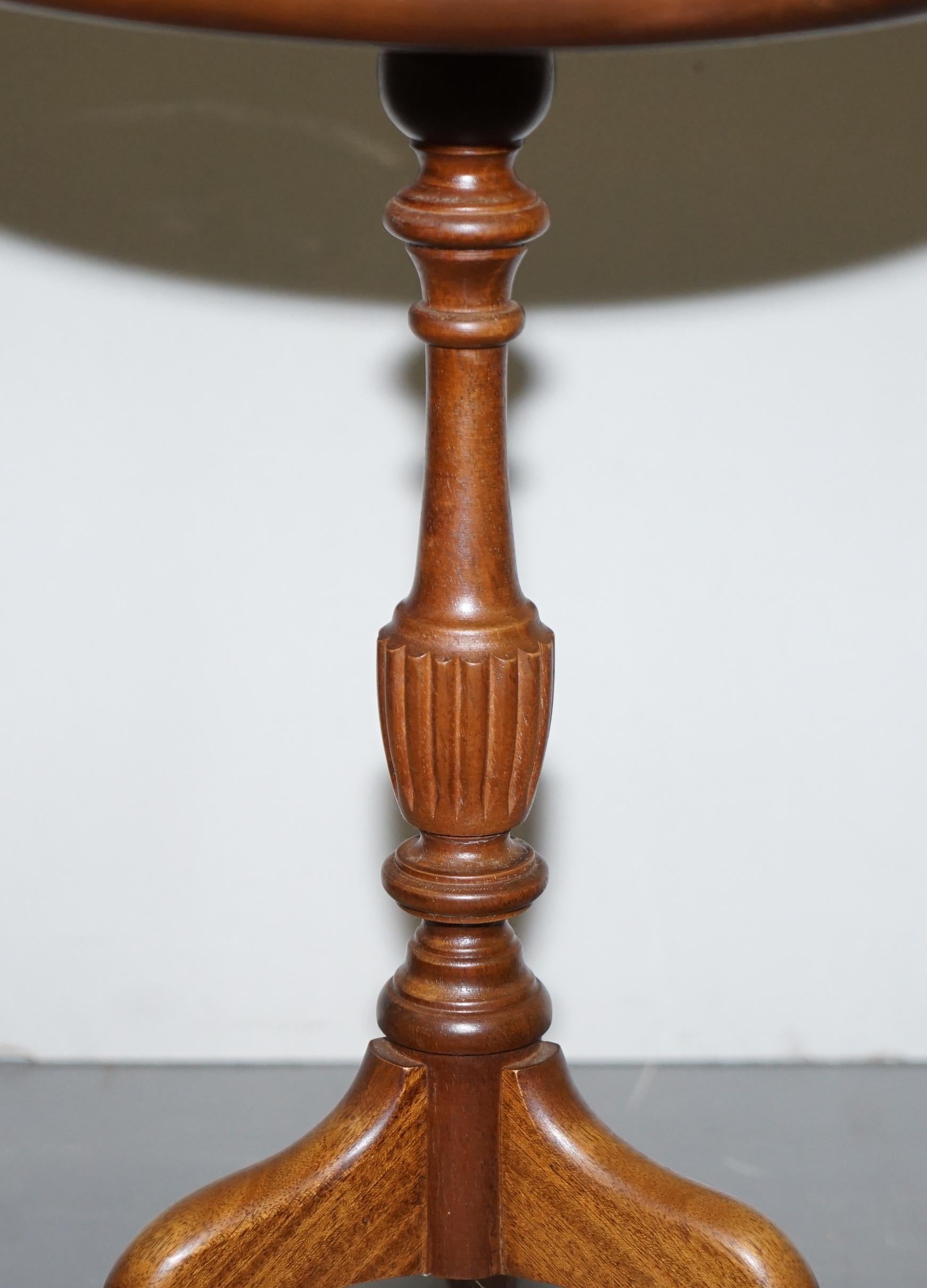 Elegant Vintage Hardwood Tripod Lamp Side End Wine Occasional Table Bowed Top For Sale 1