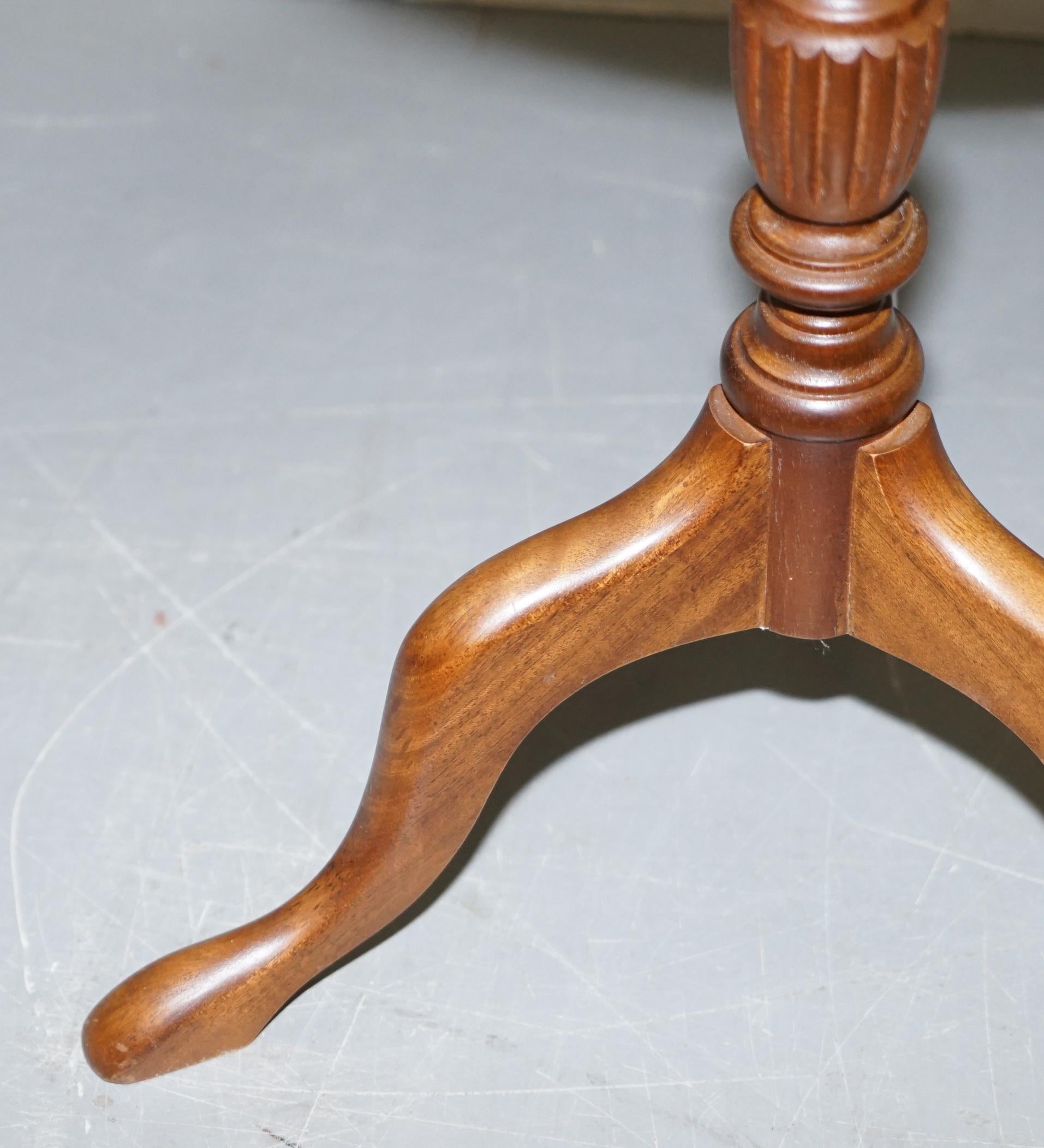 Elegant Vintage Hardwood Tripod Lamp Side End Wine Occasional Table Bowed Top For Sale 2