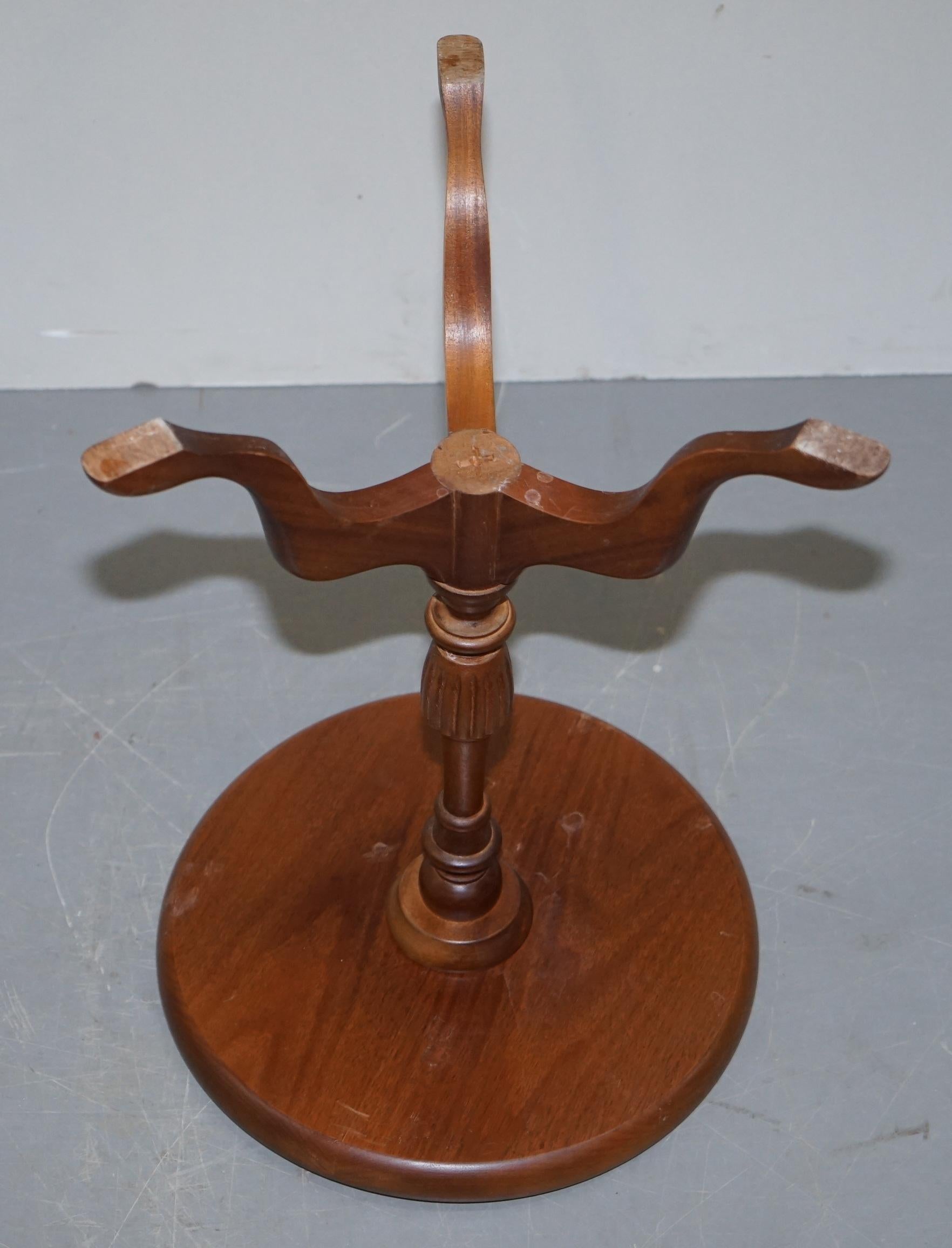 Elegant Vintage Hardwood Tripod Lamp Side End Wine Occasional Table Bowed Top For Sale 3