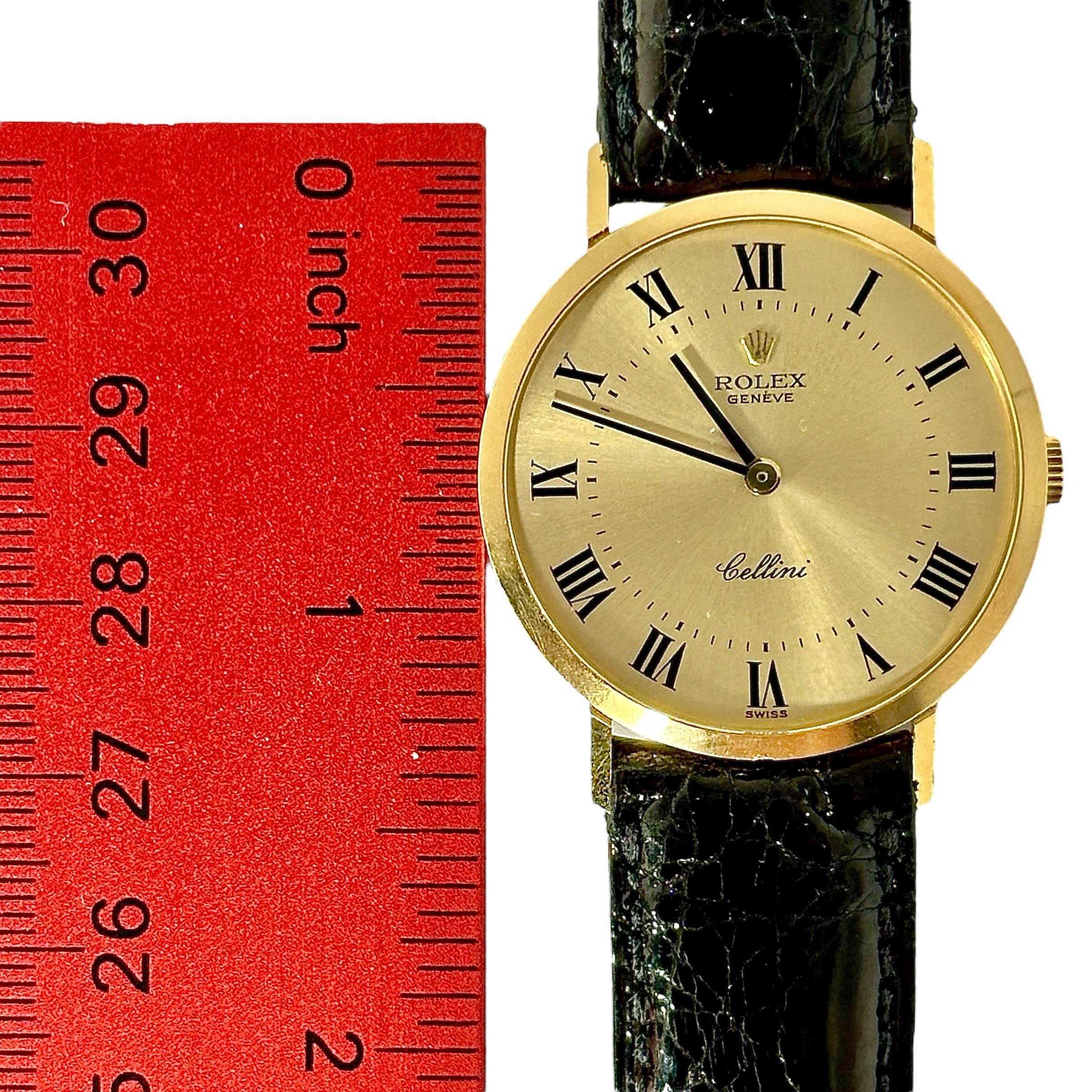 Elegant Vintage Mens Rolex Cellini Dress Wrist Watch with Roman Numeral Dial In Good Condition In Palm Beach, FL