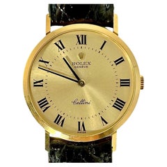 Elegant Vintage Mens Rolex Cellini Dress Wrist Watch with Roman Numeral Dial