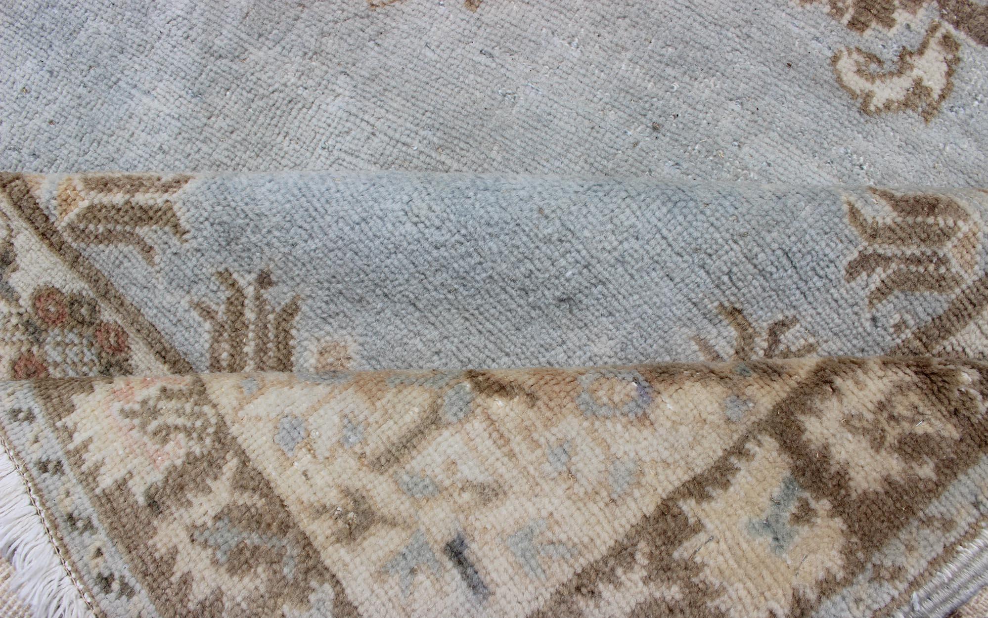Vintage Hand Knotted Moroccan Rug in Pale Blue, Taupe and Light Brown For Sale 3