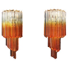 Elegant Vintage Murano wall sconce - 32 quadriedri transparent and amber prism