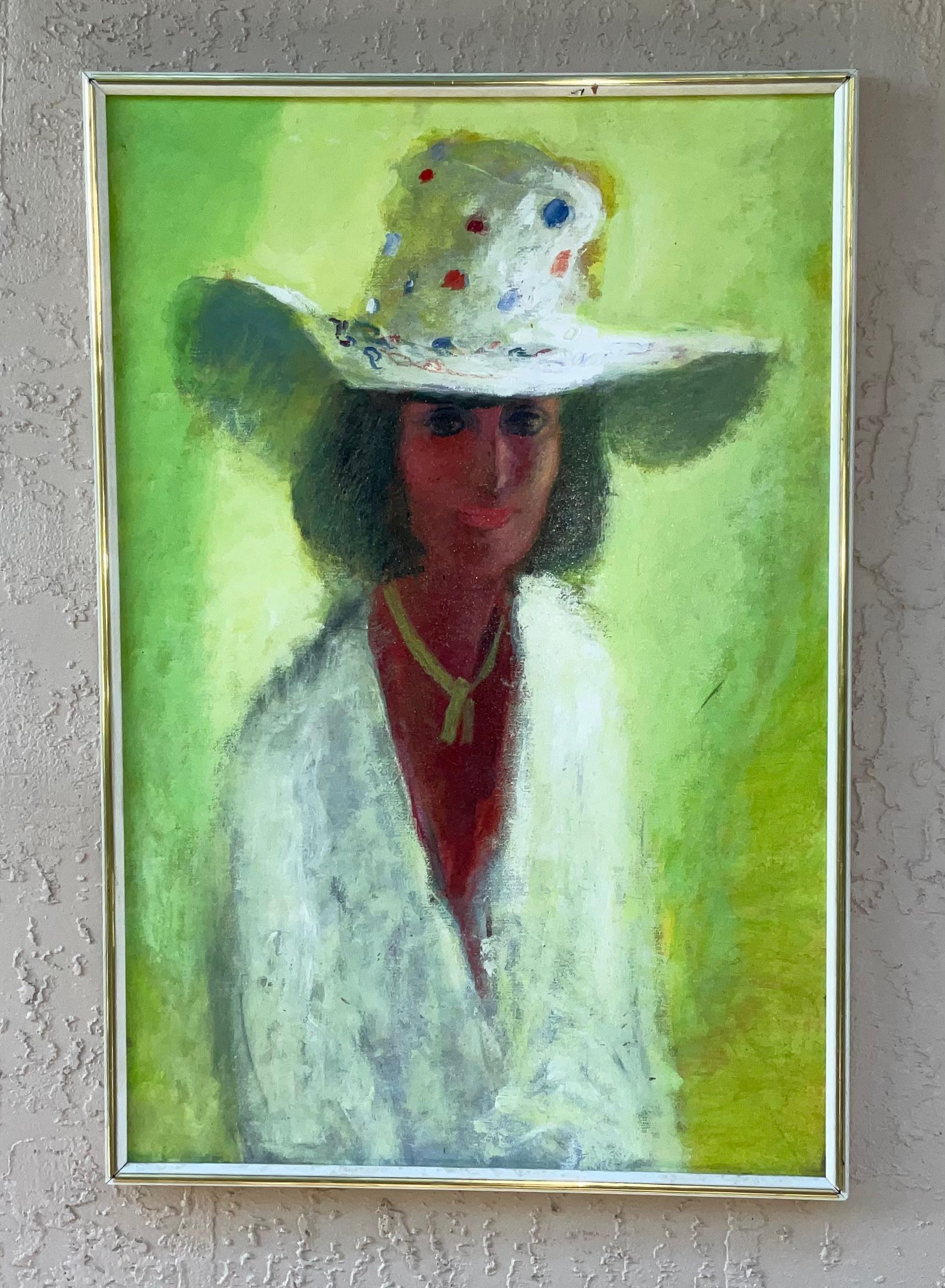 American Elegant Vintage Oil Painting on Canvas For Sale