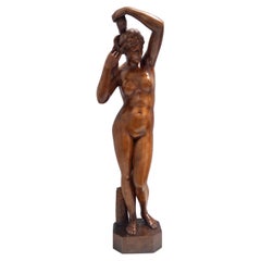 Elegance Vintage Solid Walnut Nude Woman Figure, Cantù, Italy