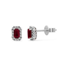 Elegant Vintage Style Ruby White Diamond White Gold Pendant Necklace